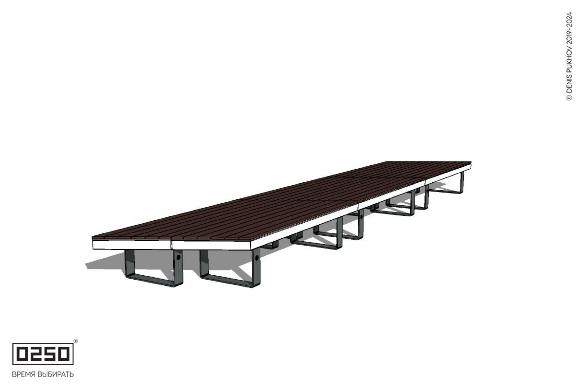 Уличная Скамейка параллелограммная левая двухсторонняя трехпролетная на ножках производство 0250