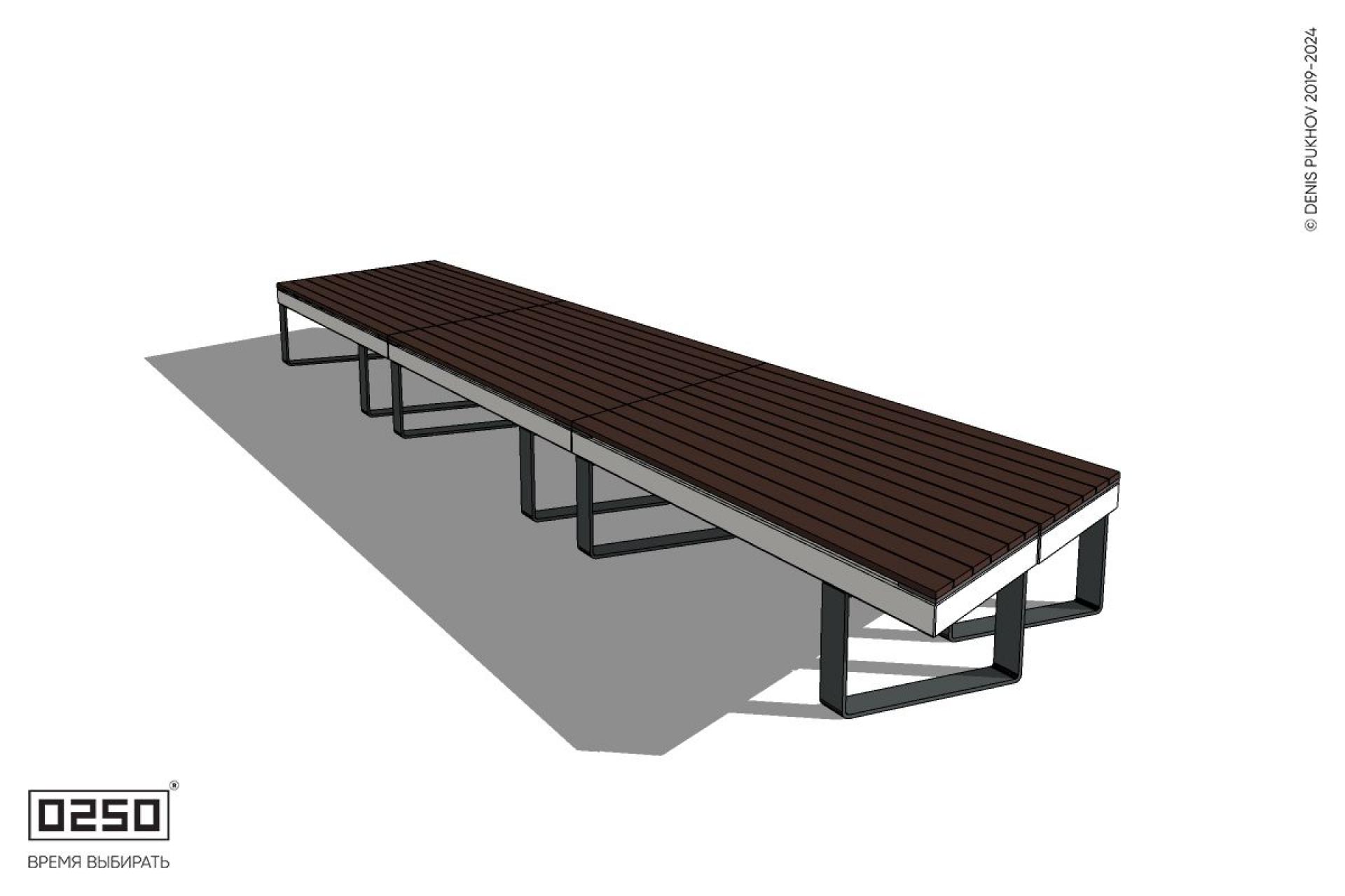 Уличная Скамейка параллелограммная левая двухсторонняя трехпролетная на ножках производство 0250