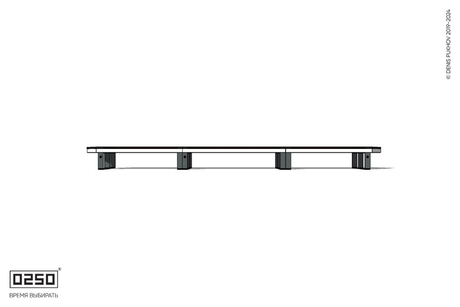 Уличная Скамейка двухсторонняя трехпролетная с клиновидным торцом на ножках производство 0250 Уличная Скамейка двухсторонняя трехпролетная с клиновидным торцом на ножках производство 0250