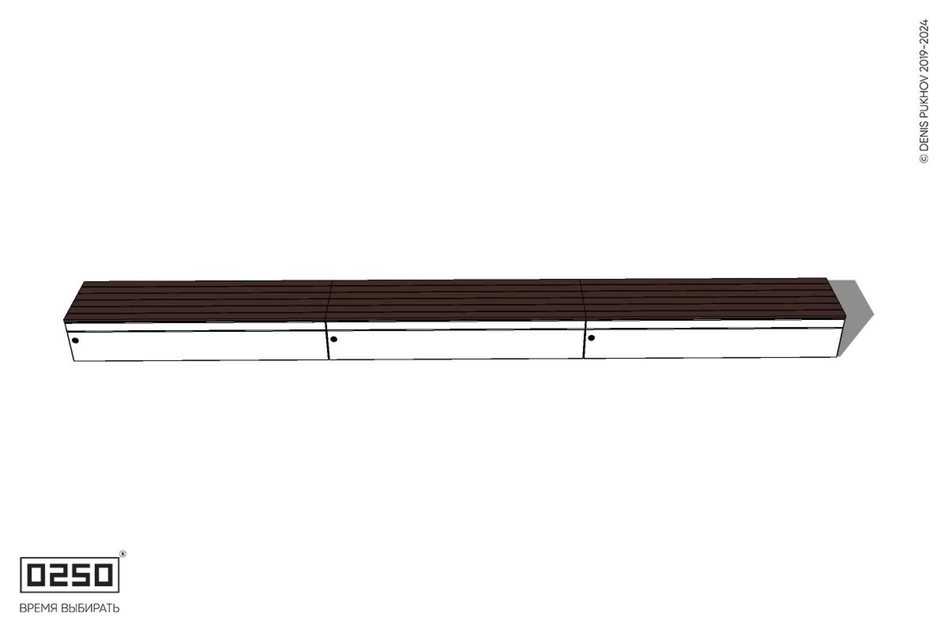 Уличная Скамейка трехпролетная на блоке производство 0250