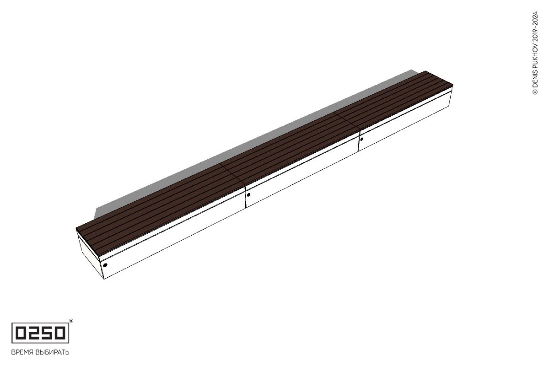 Уличная Скамейка трехпролетная на блоке производство 0250