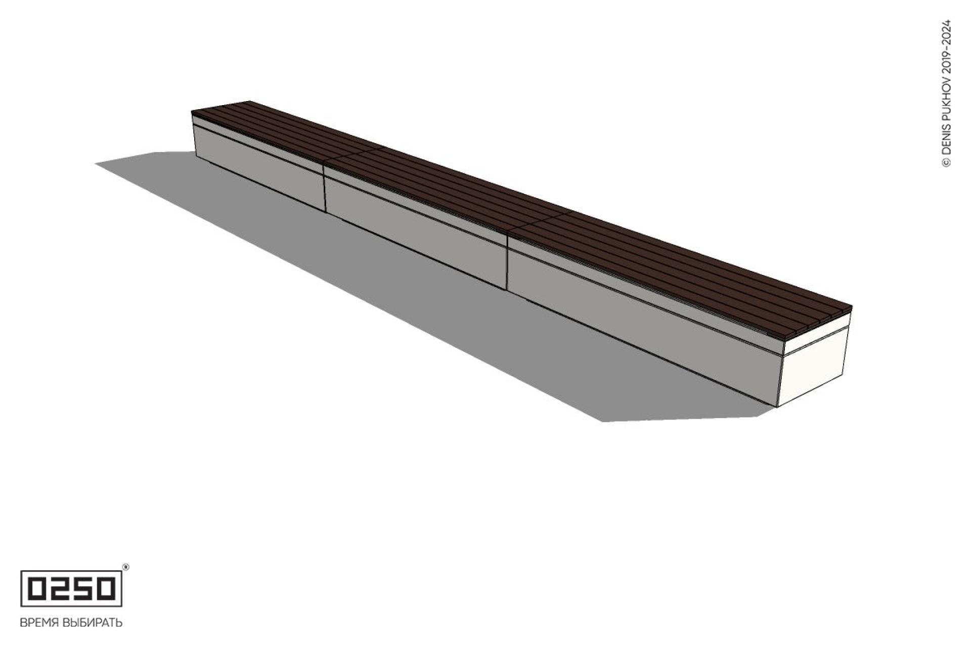 Уличная Скамейка трехпролетная на блоке производство 0250
