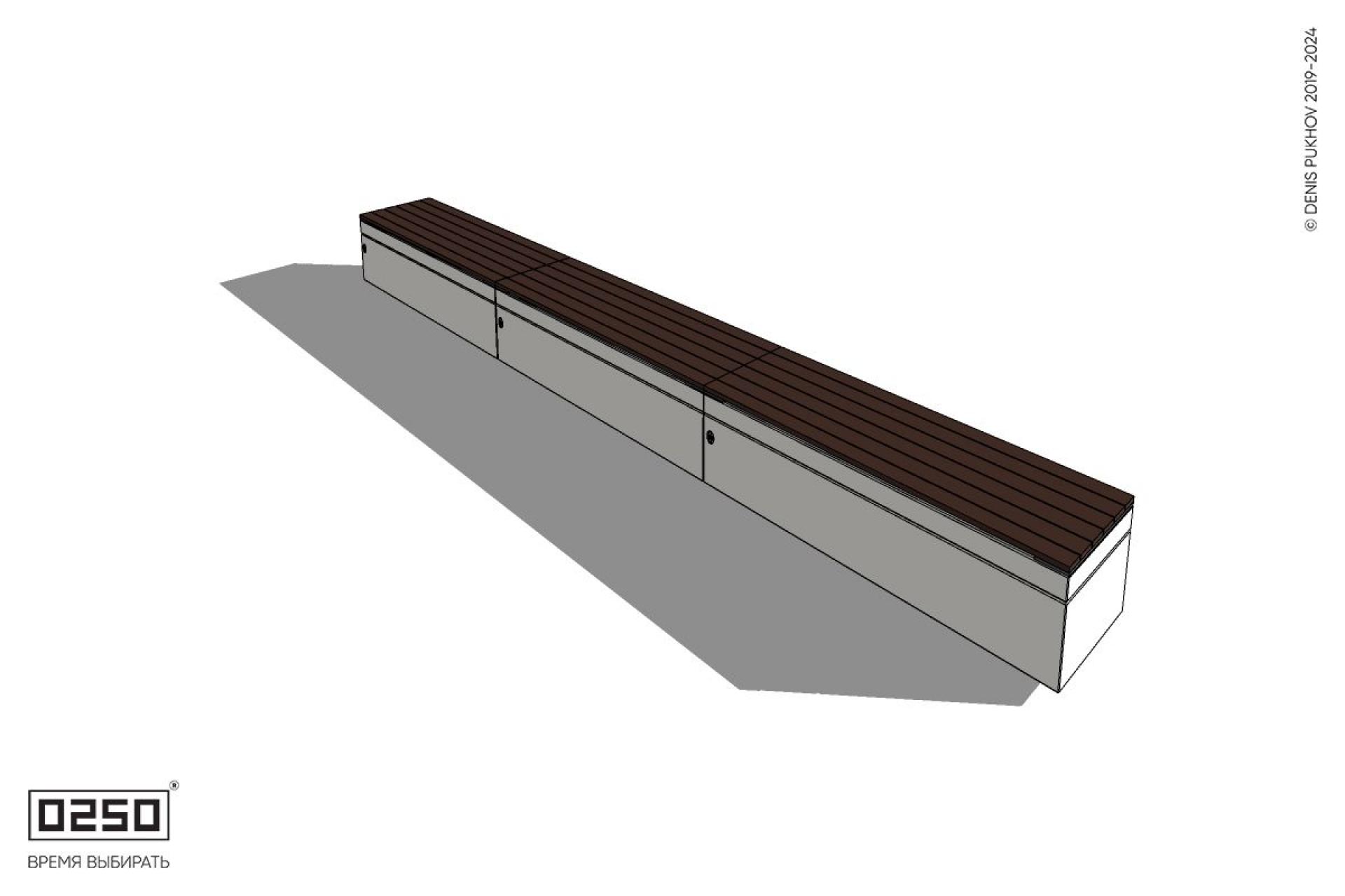 Уличная Скамейка параллелограммная левая трехпролетная на блоке производство 0250