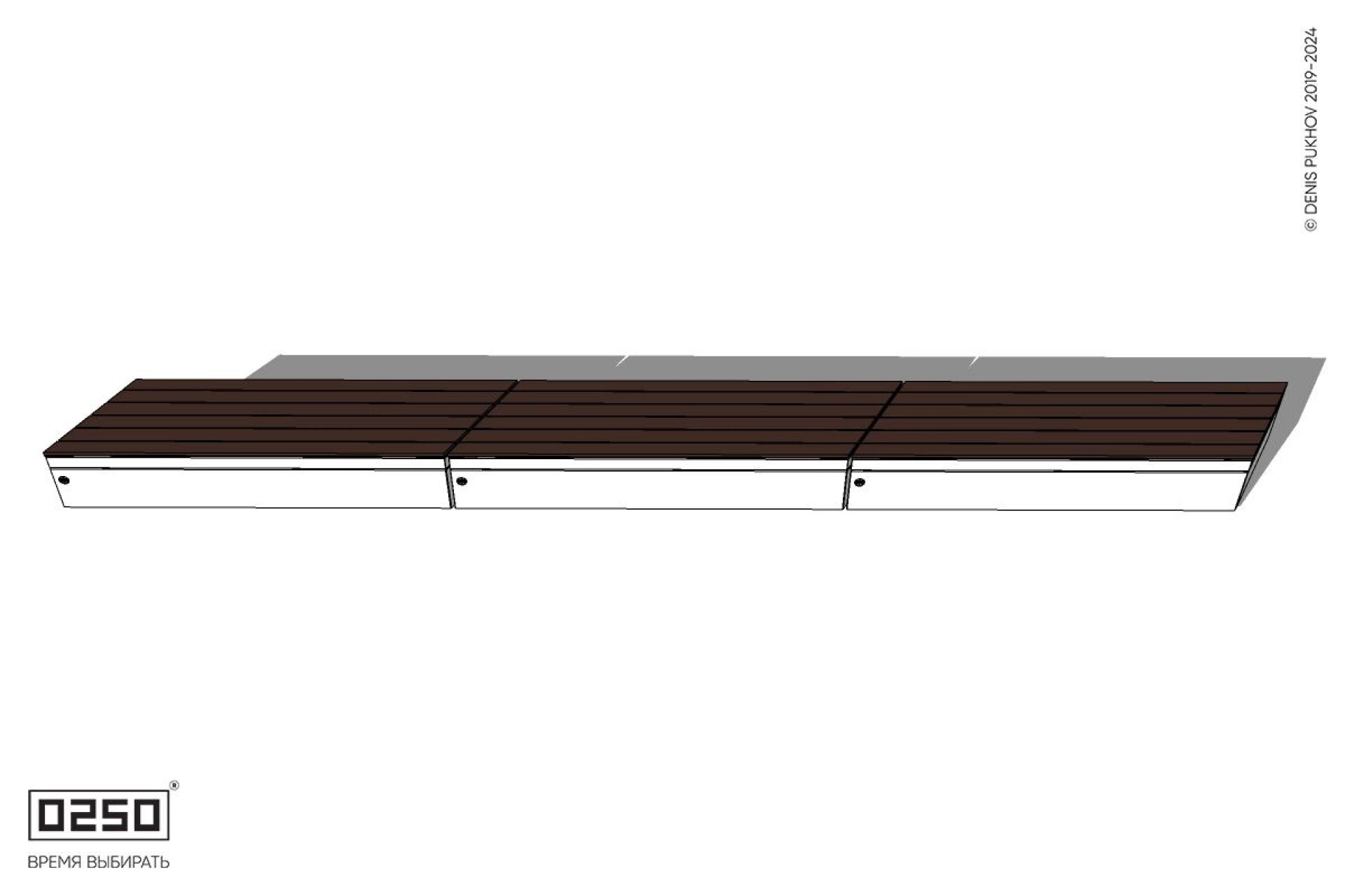 Уличная Скамейка параллелограммная правая трехпролетная на блоке производство 0250