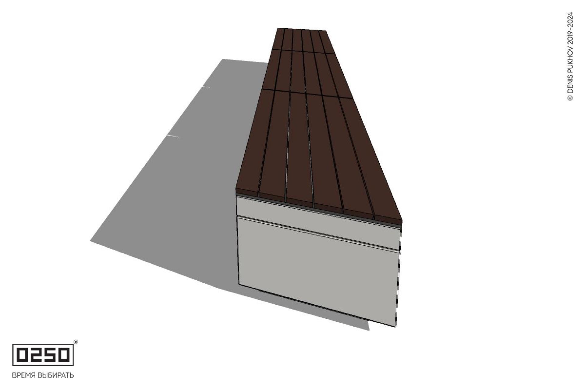 Уличная Скамейка параллелограммная правая трехпролетная на блоке производство 0250