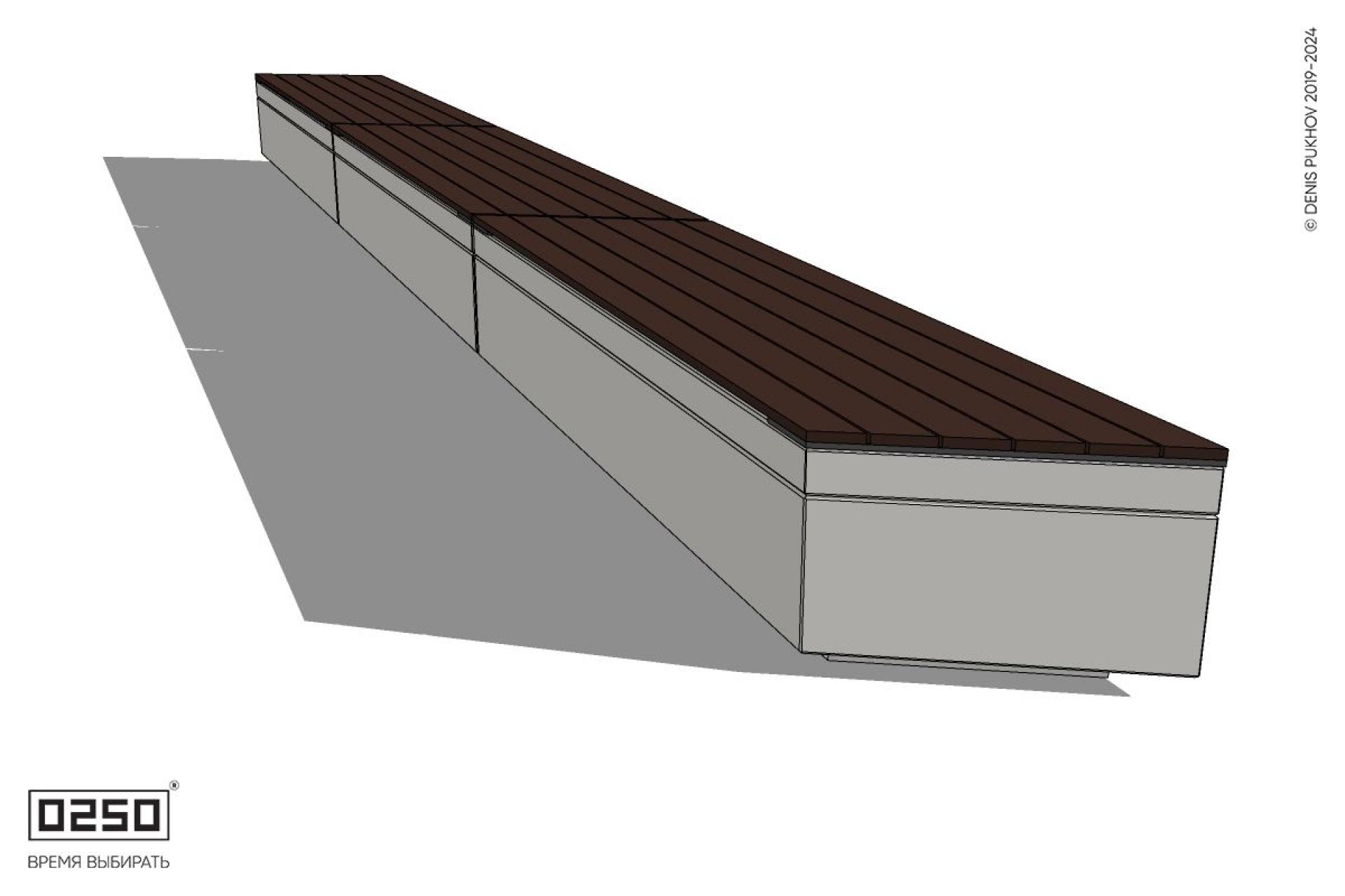 Уличная Скамейка параллелограммная правая трехпролетная на блоке производство 0250