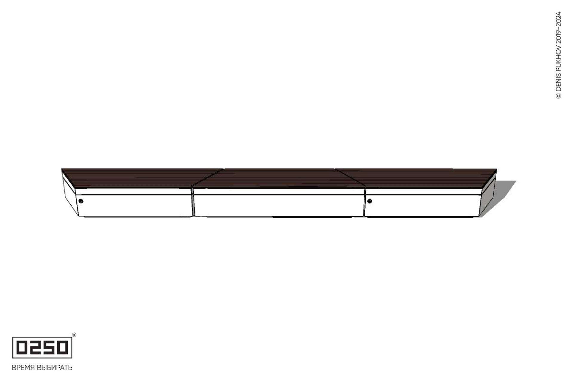 Уличная Скамейка трапециевидная трехпролетная на блоке производство 0250