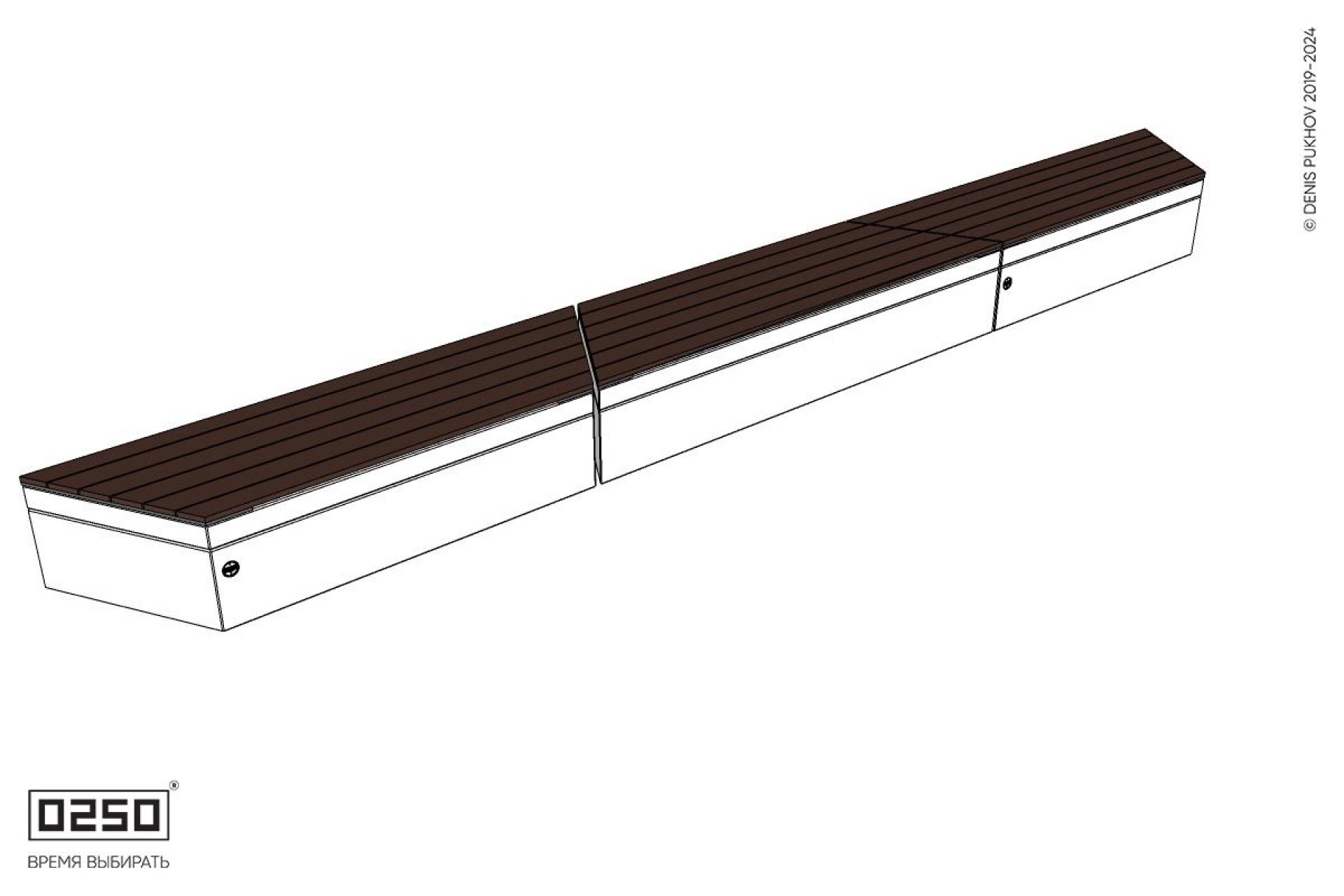 Уличная Скамейка трапециевидная трехпролетная на блоке производство 0250