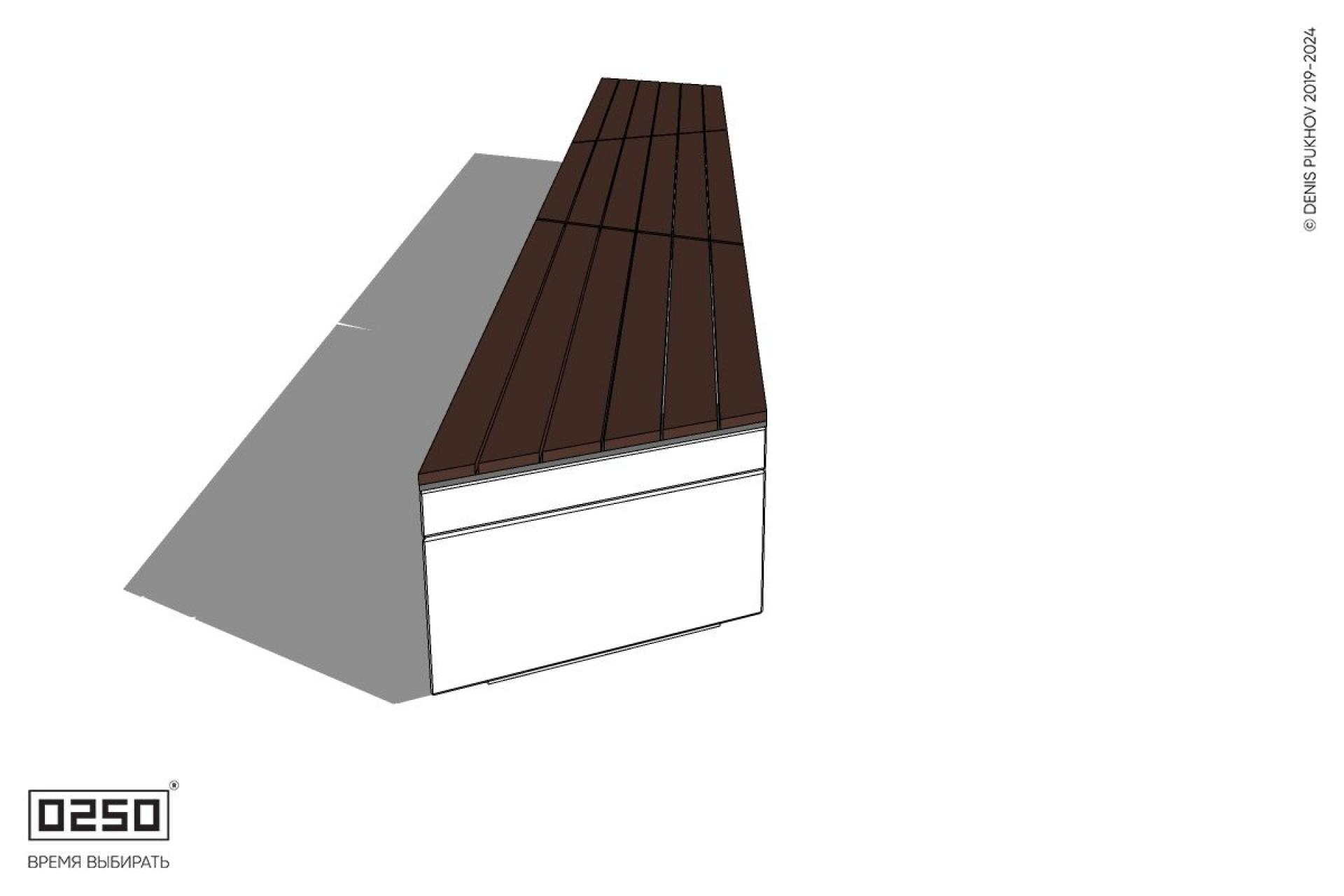 Уличная Скамейка трапециевидная трехпролетная на блоке производство 0250
