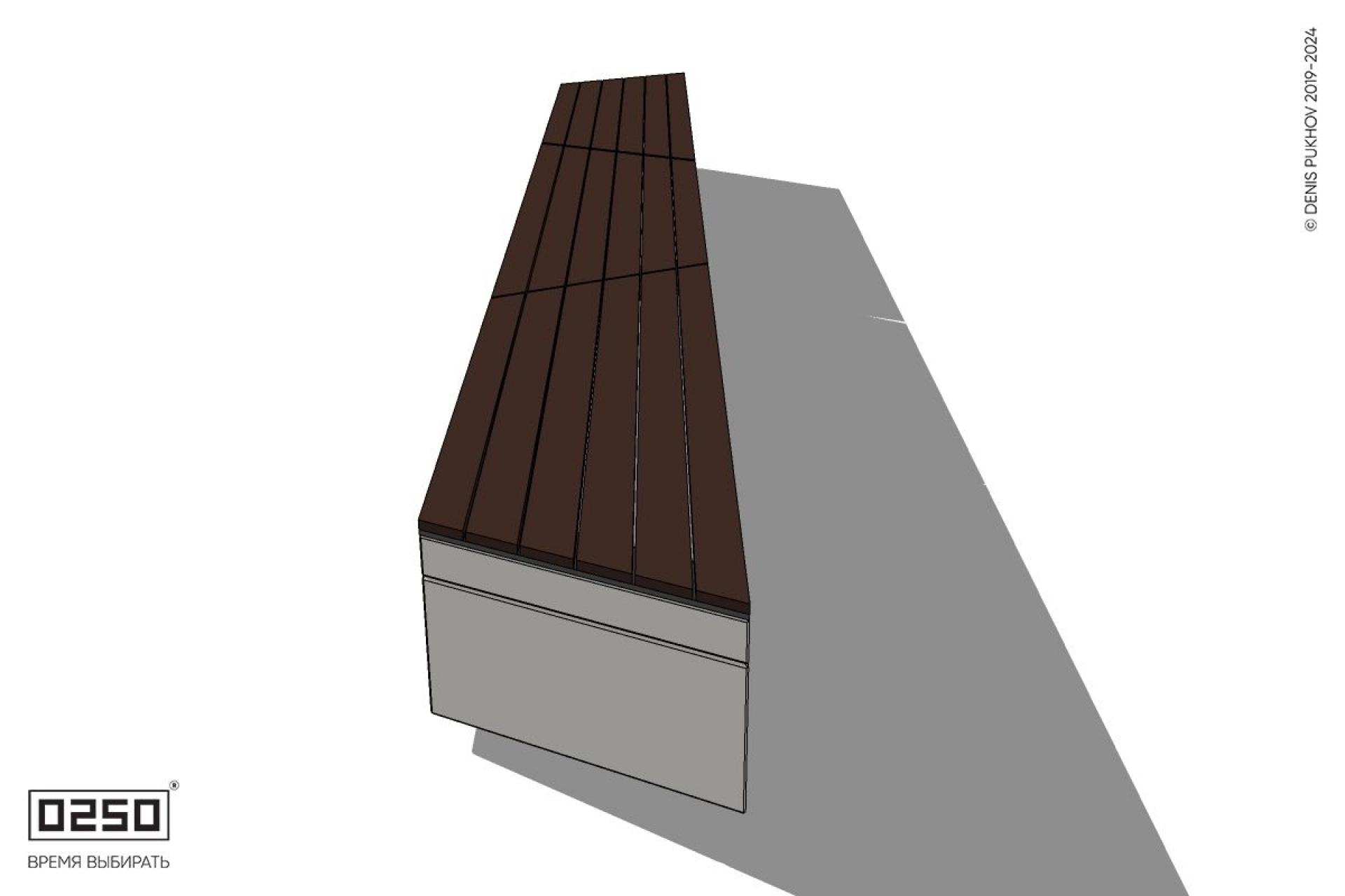 Уличная Скамейка трапециевидная трехпролетная на блоке производство 0250