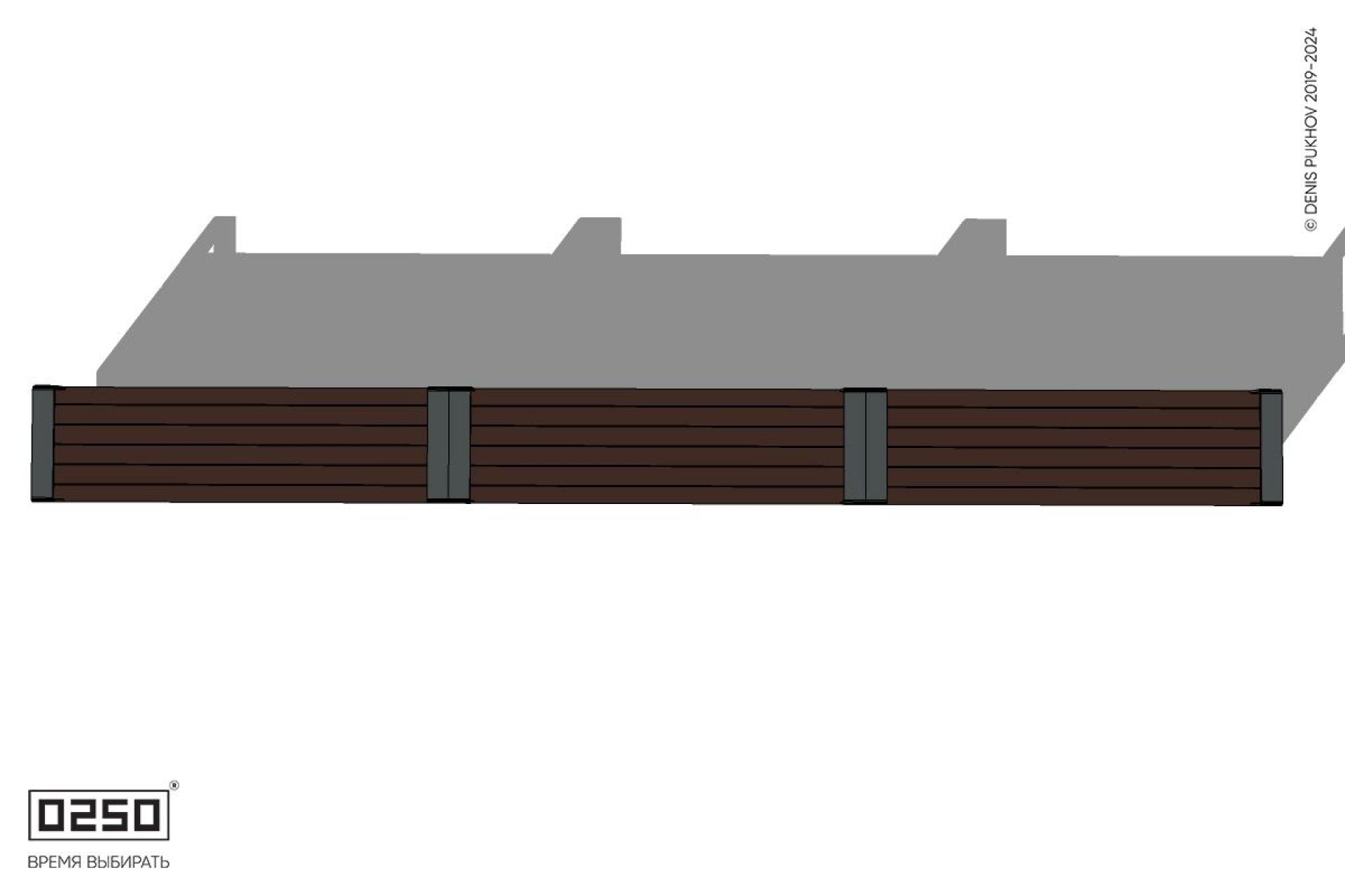 Уличная Скамейка трехпролетная с частыми подлокотниками на блоке производство 0250, module