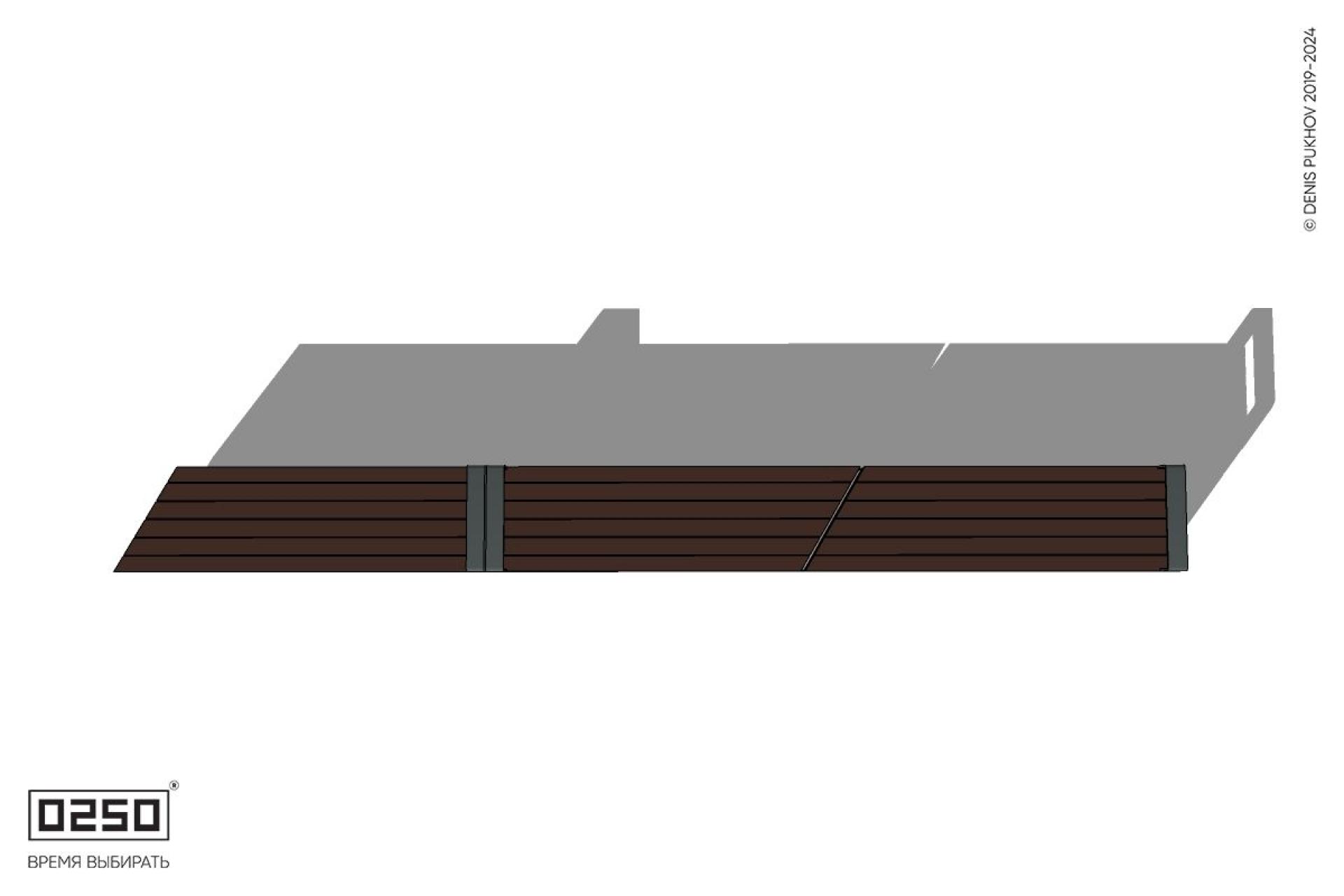 Уличная Скамейка скошенная справа трехпролетная на блоке с подлокотниками производство 0250, module
