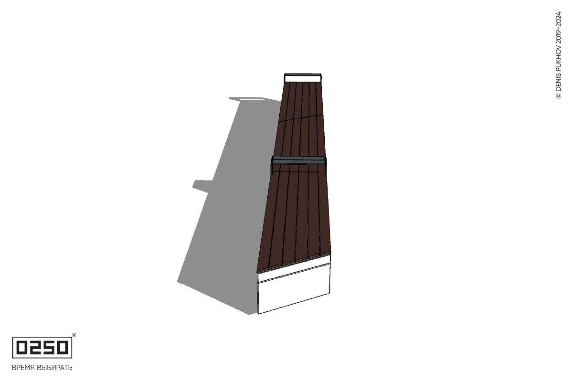 Уличная Скамейка скошенная справа трехпролетная с редкими подлокотниками на блоке производство 0250