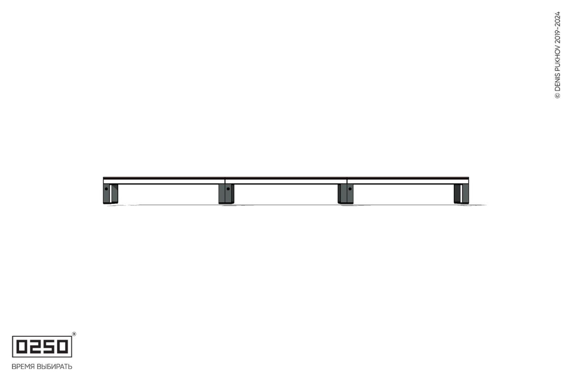 Уличная Скамейка трехпролетная на ножках производство 0250