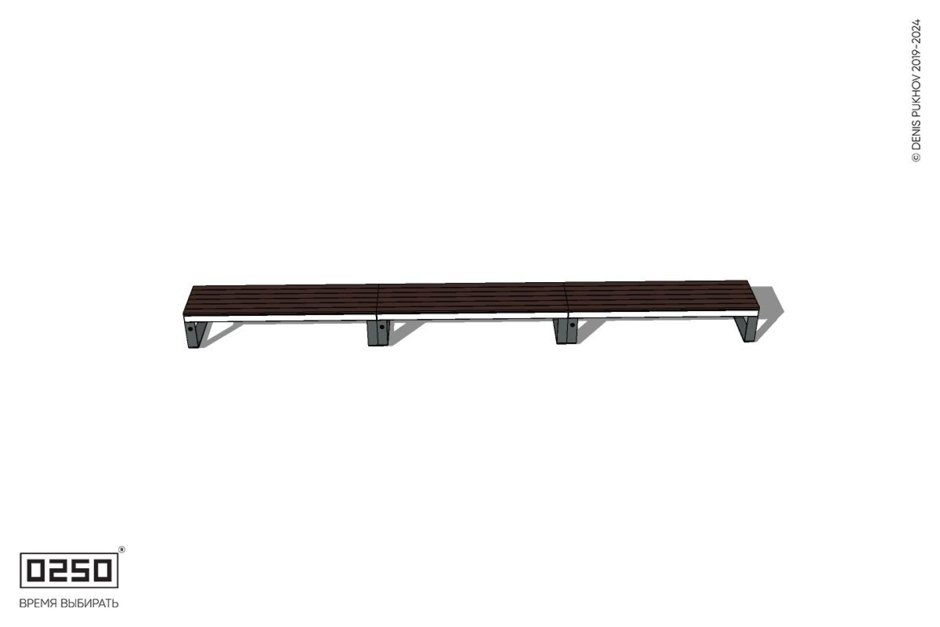 Уличная Скамейка трехпролетная на ножках производство 0250