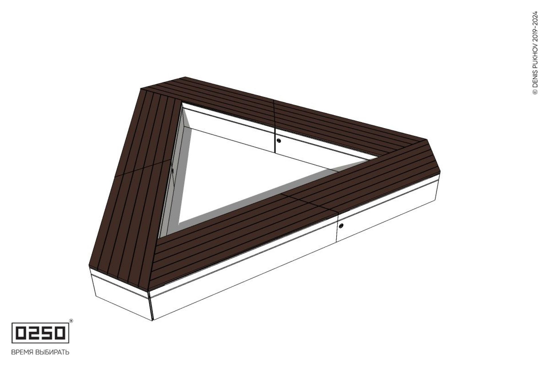 Уличная Треугольная двухпролетная скамейка на блоке усеченная короткая производство 0250
