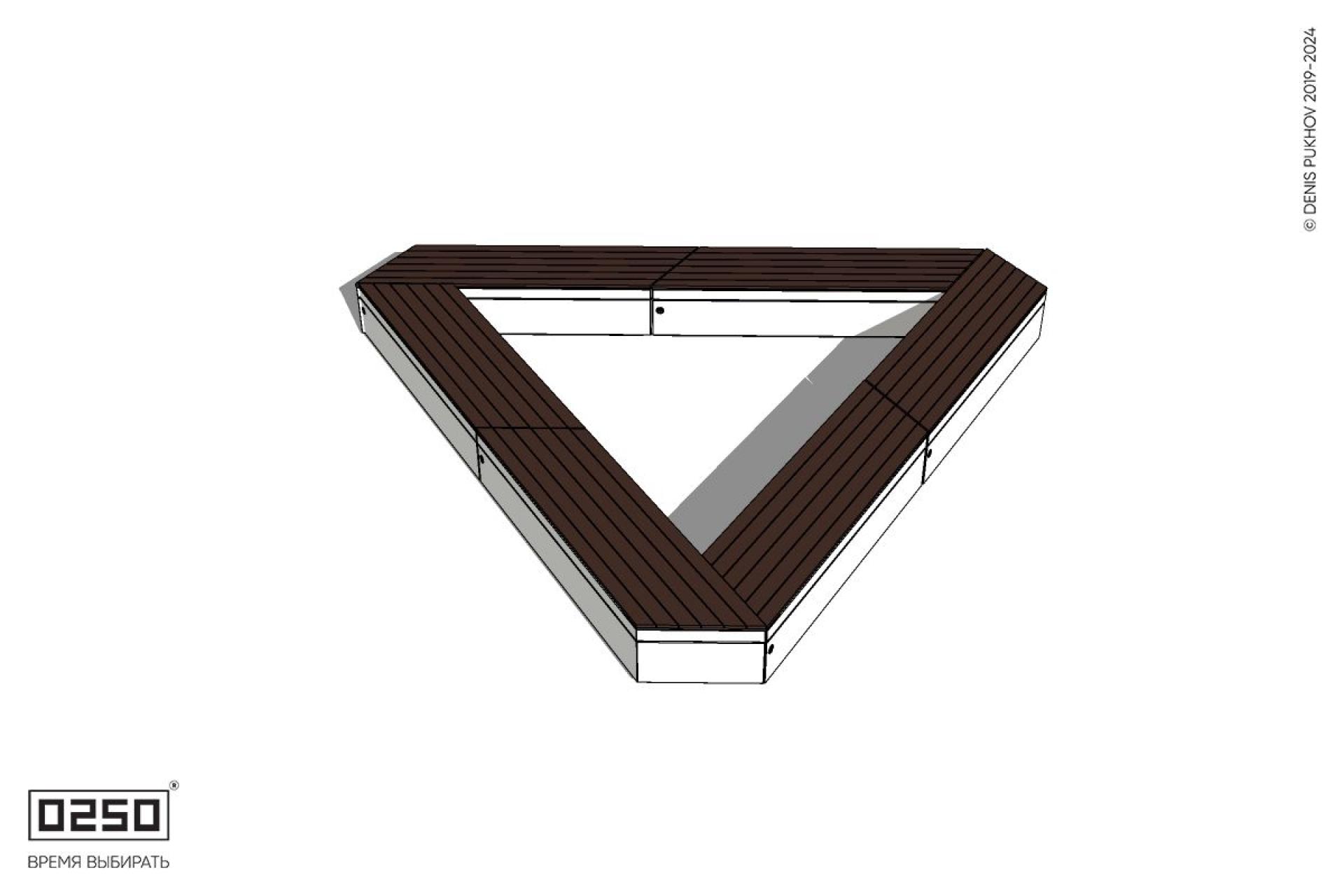 Уличная Треугольная двухпролетная скамейка на блоке усеченная производство 0250