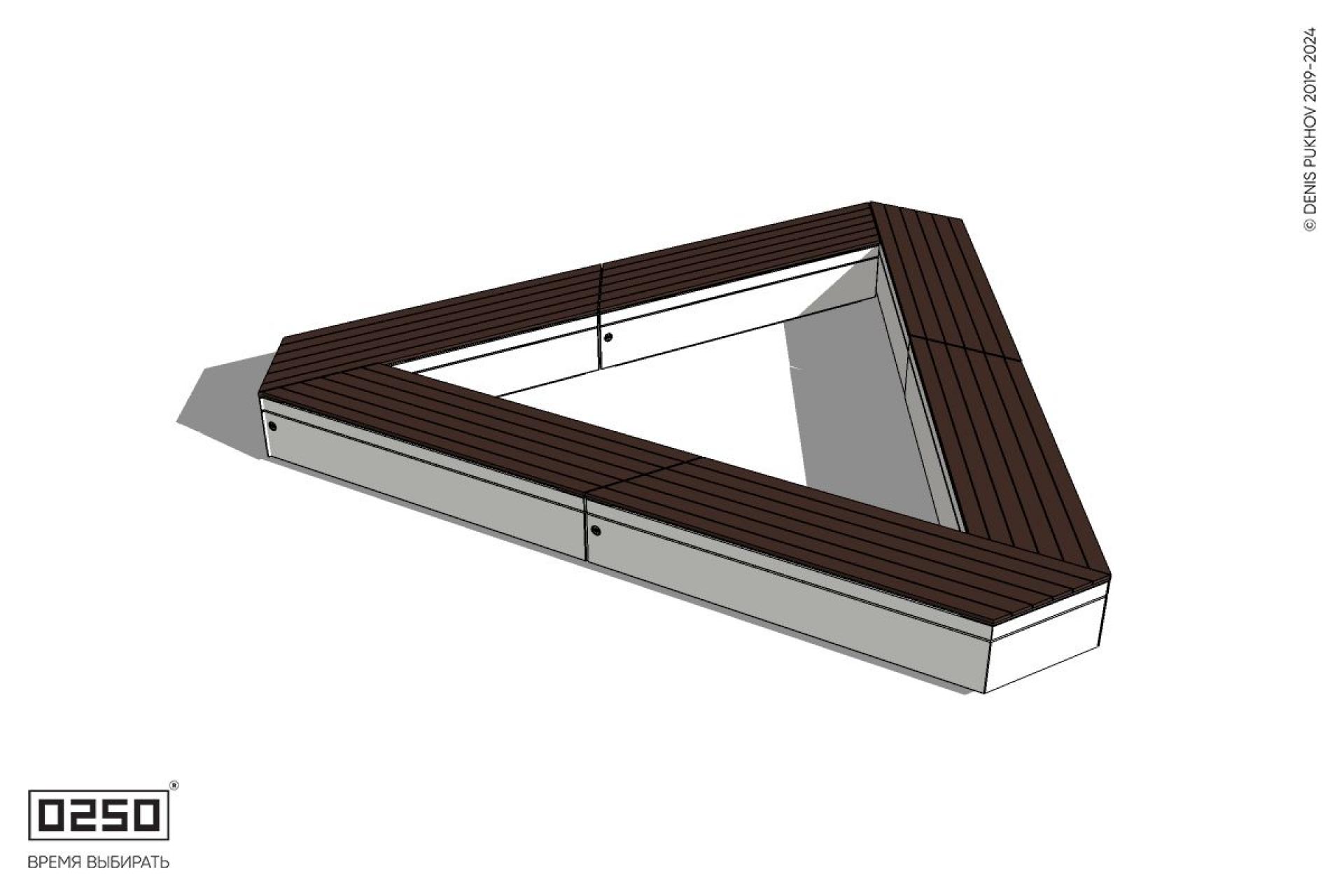 Уличная Треугольная двухпролетная скамейка на блоке усеченная производство 0250