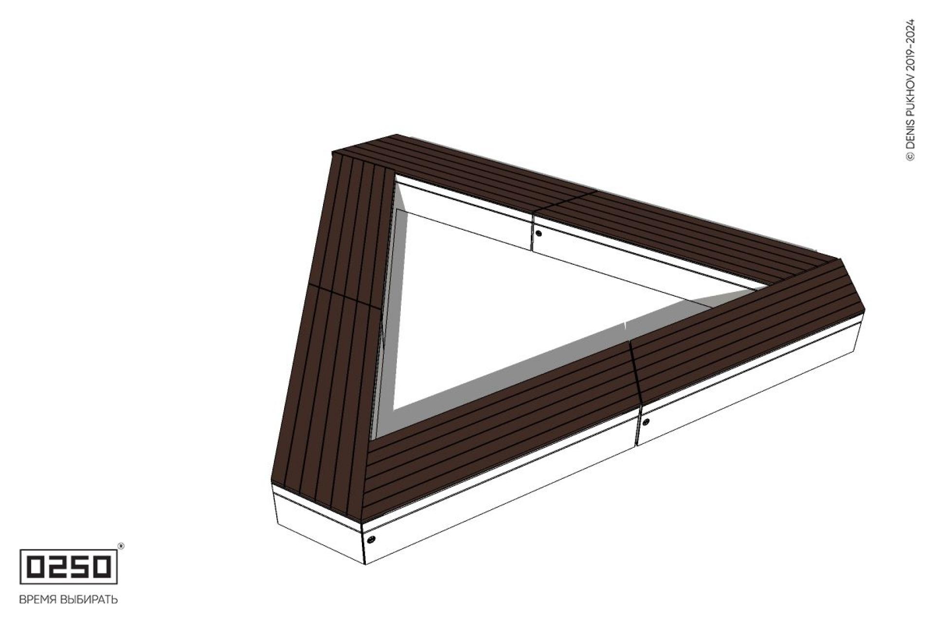 Уличная Треугольная двухпролетная скамейка на блоке усеченная производство 0250