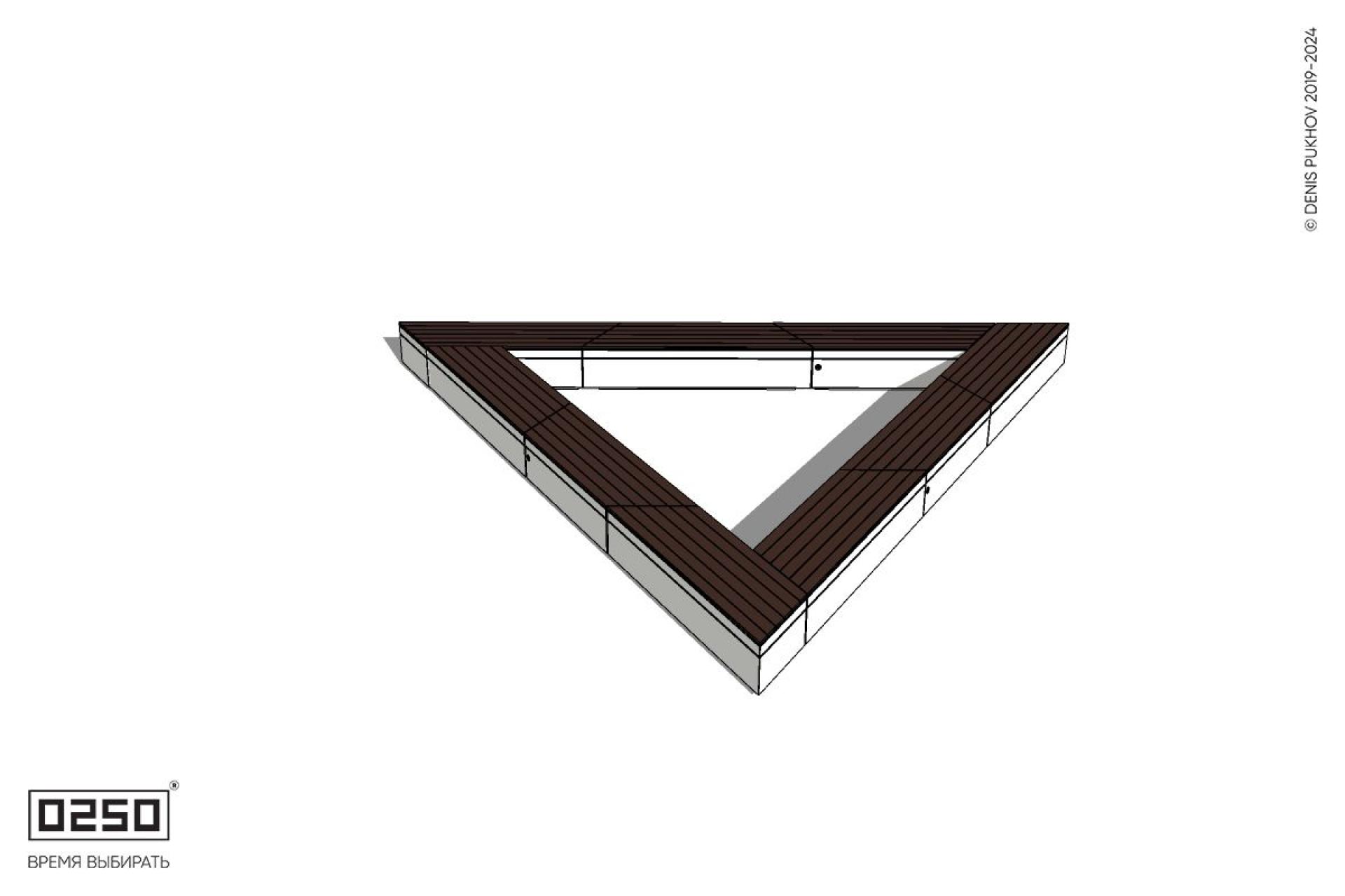 Уличная Треугольная трехпролетная скамейка на блоке производство 0250