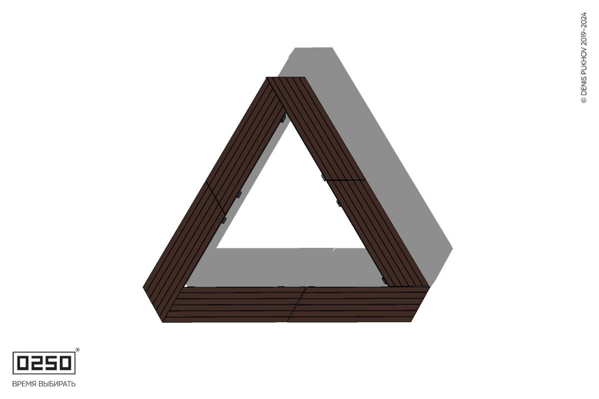 Уличная Треугольная двухпролетная скамейка на ножках усечённая производство 0250, module