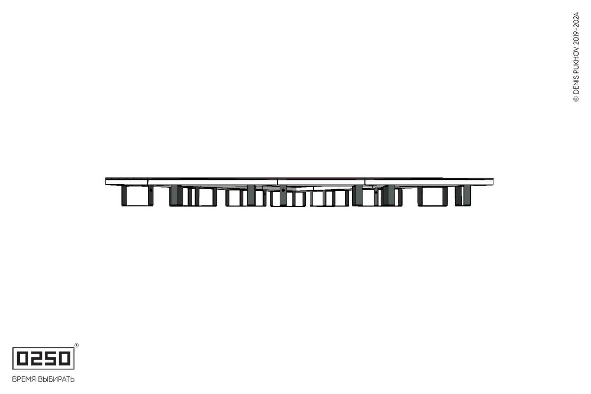 Уличная Треугольная трехпролетная скамейка на ножках производство 0250