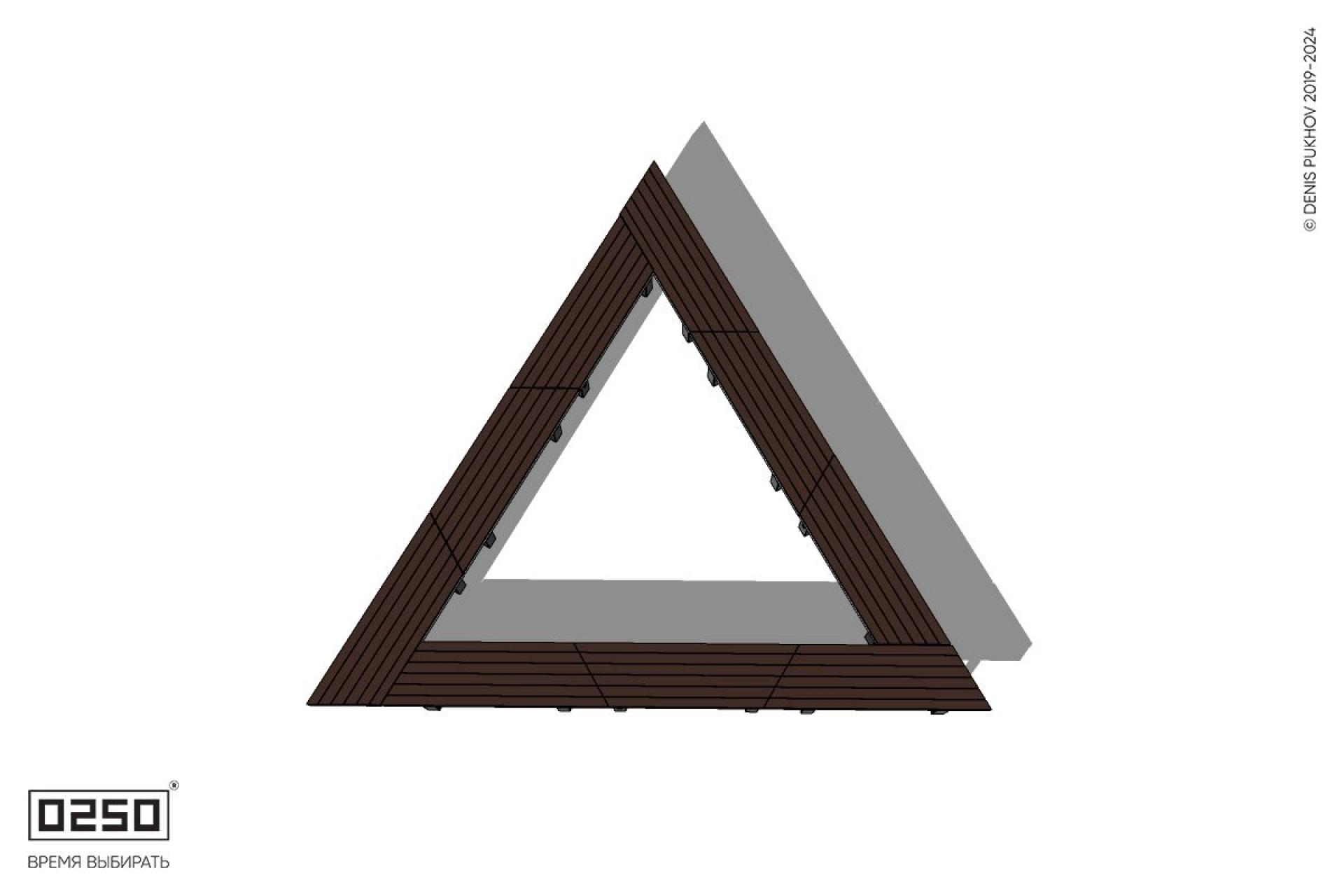 Уличная Треугольная трехпролетная скамейка на ножках производство 0250, module