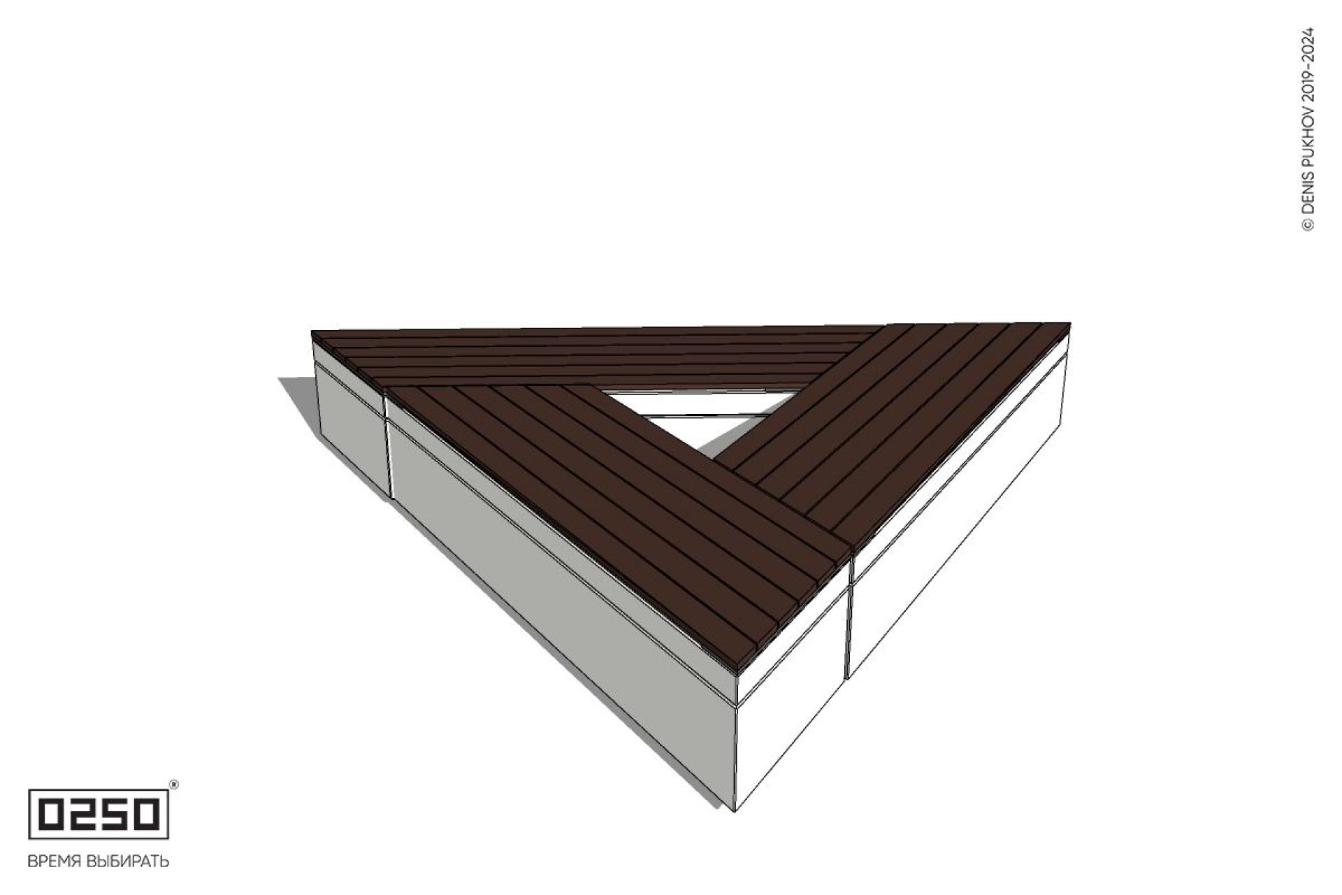 Уличная Треугольная скамейка на блоке производство 0250