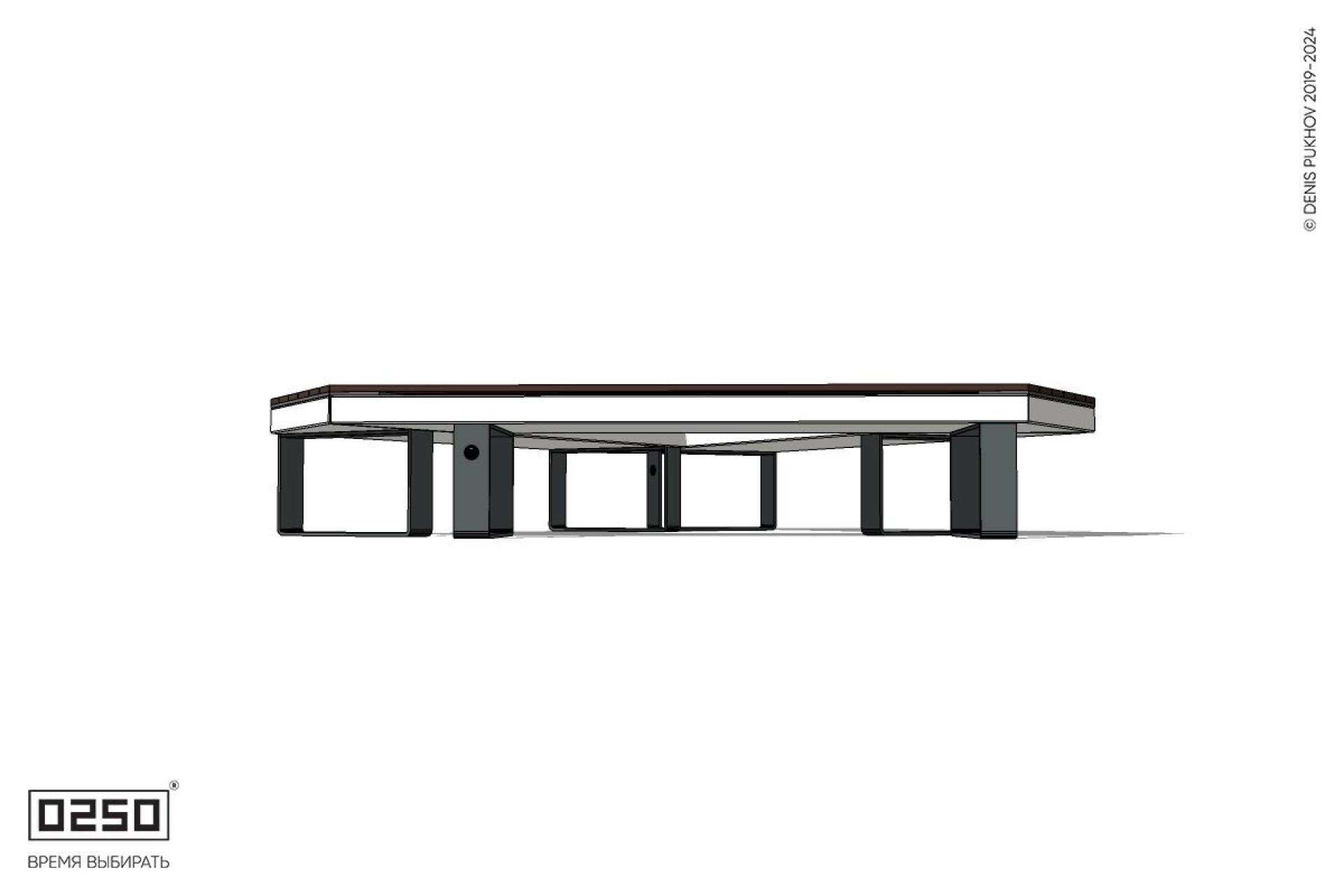 Уличная Скамейка треугольная усеченная на ножках производство 0250