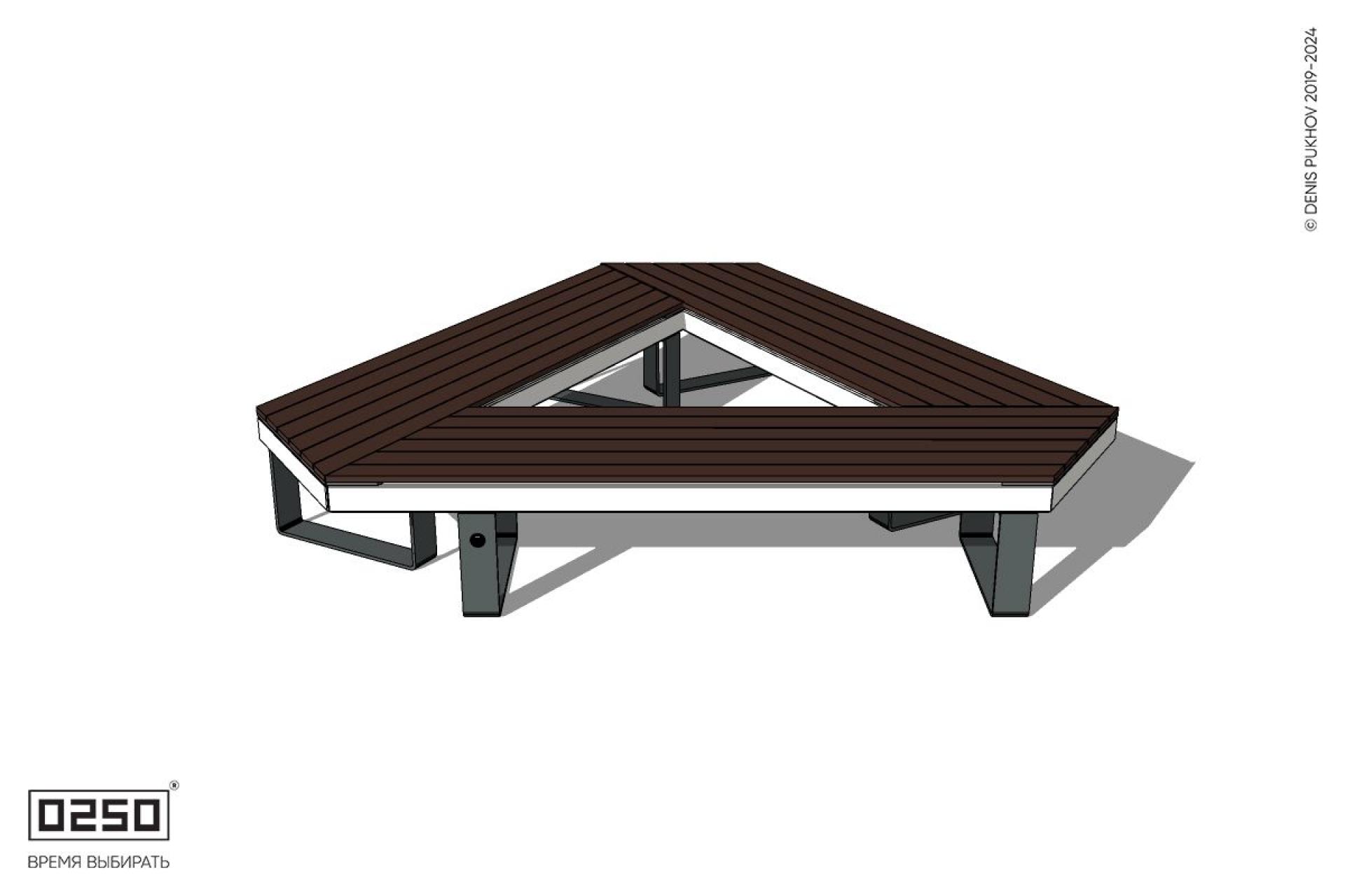 Уличная Скамейка треугольная усеченная на ножках производство 0250