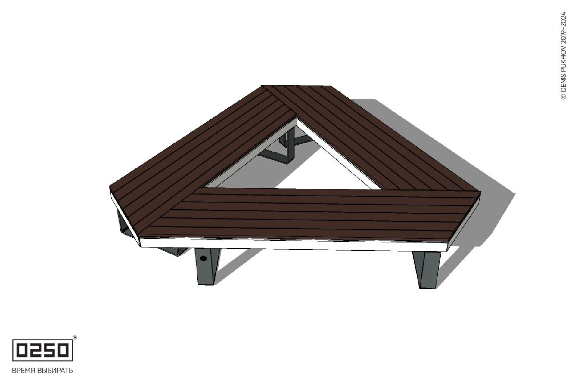 Уличная Скамейка треугольная усеченная на ножках производство 0250