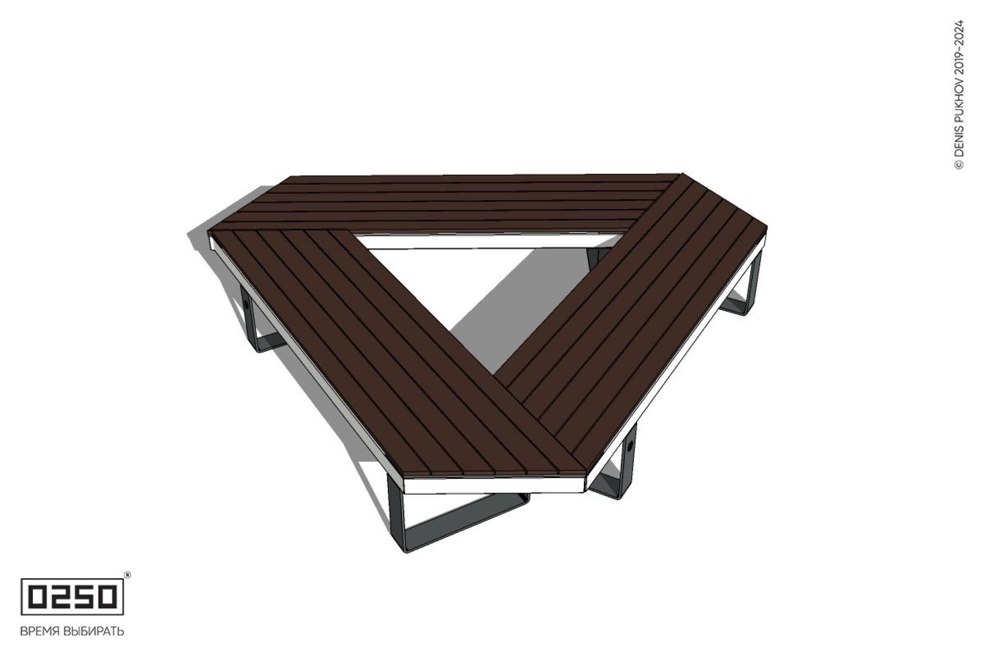 Уличная Скамейка треугольная усеченная на ножках производство 0250