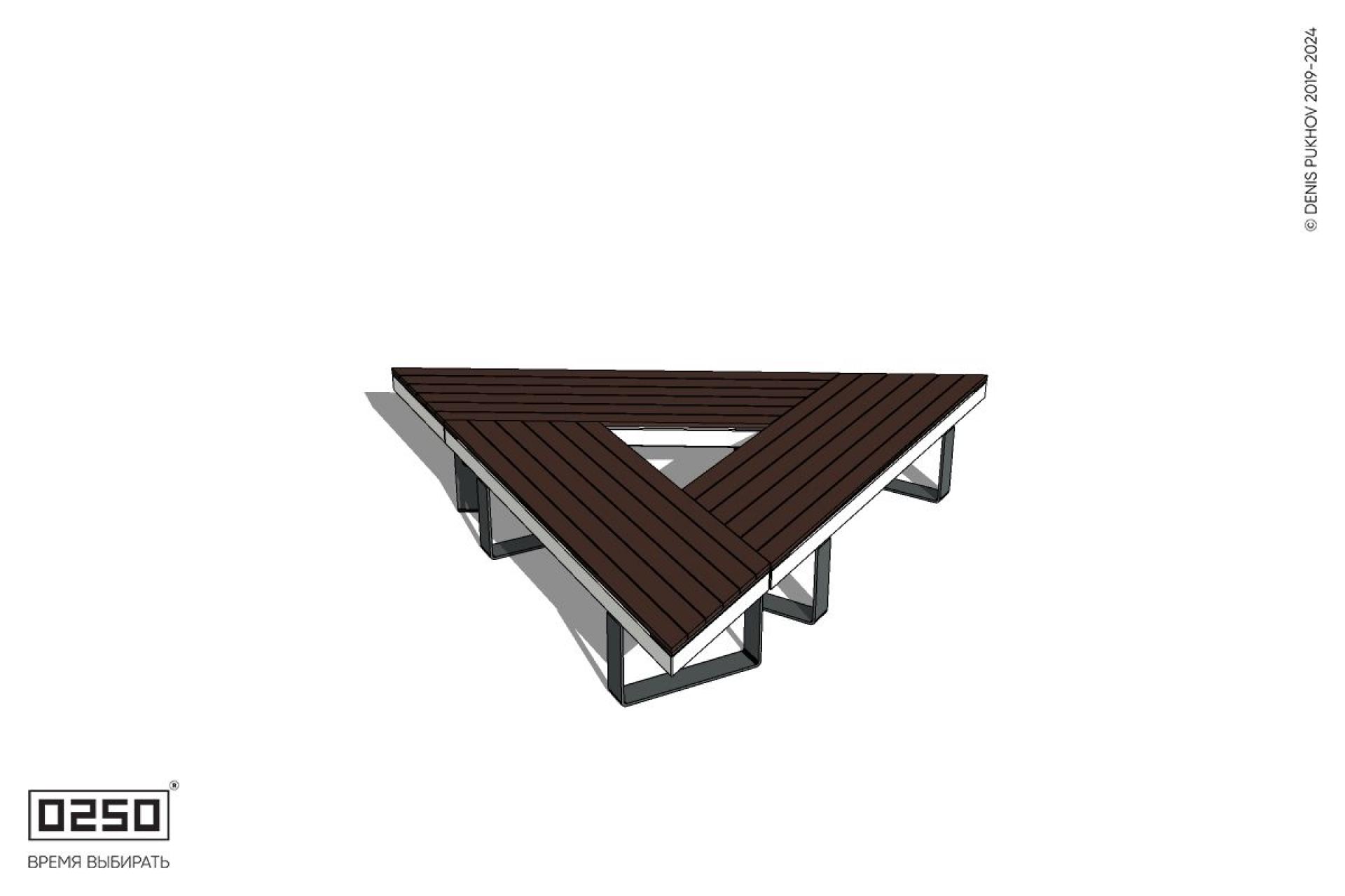 Уличная Треугольная скамейка на ножках производство 0250