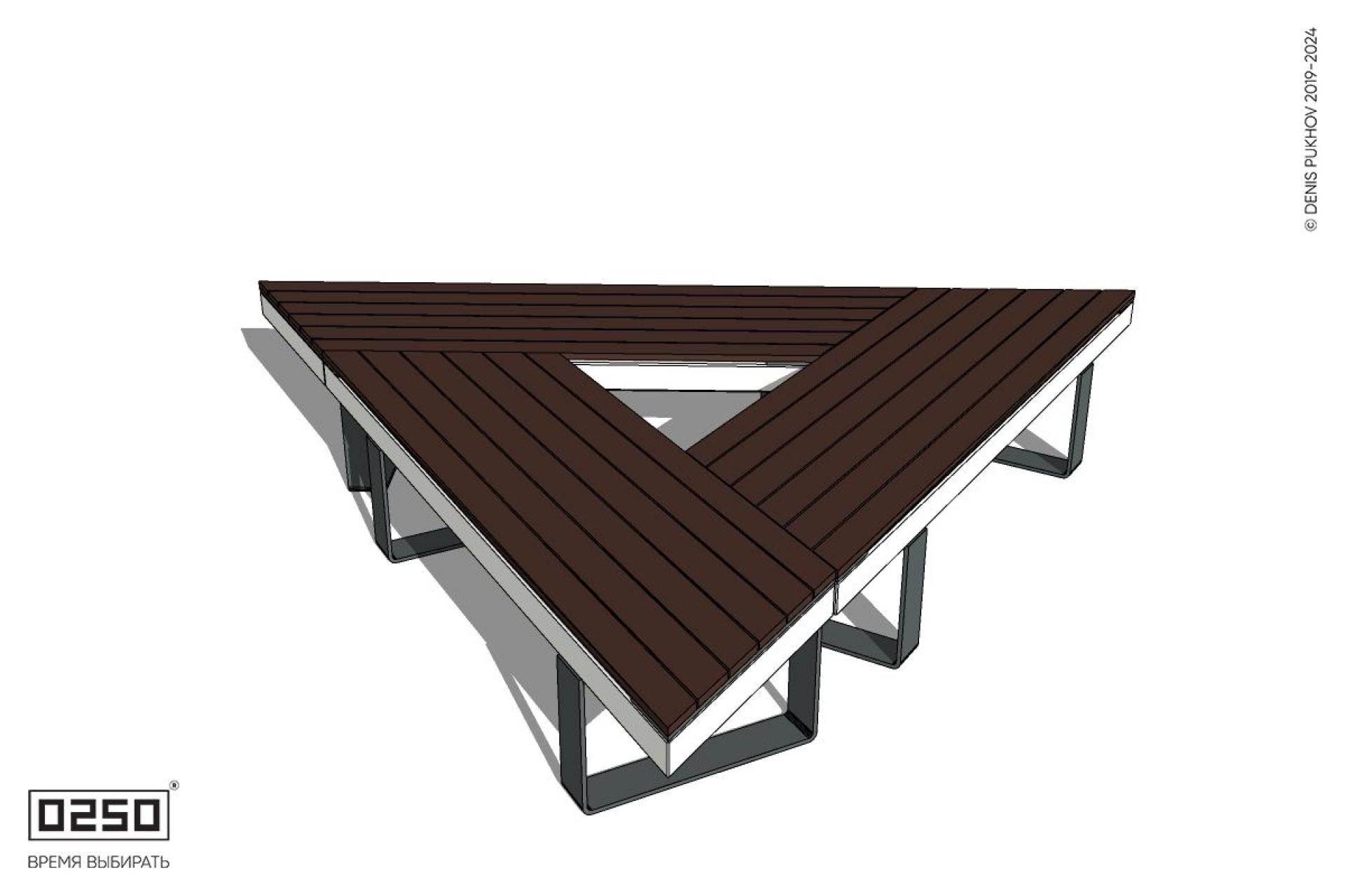 Уличная Треугольная скамейка на ножках производство 0250