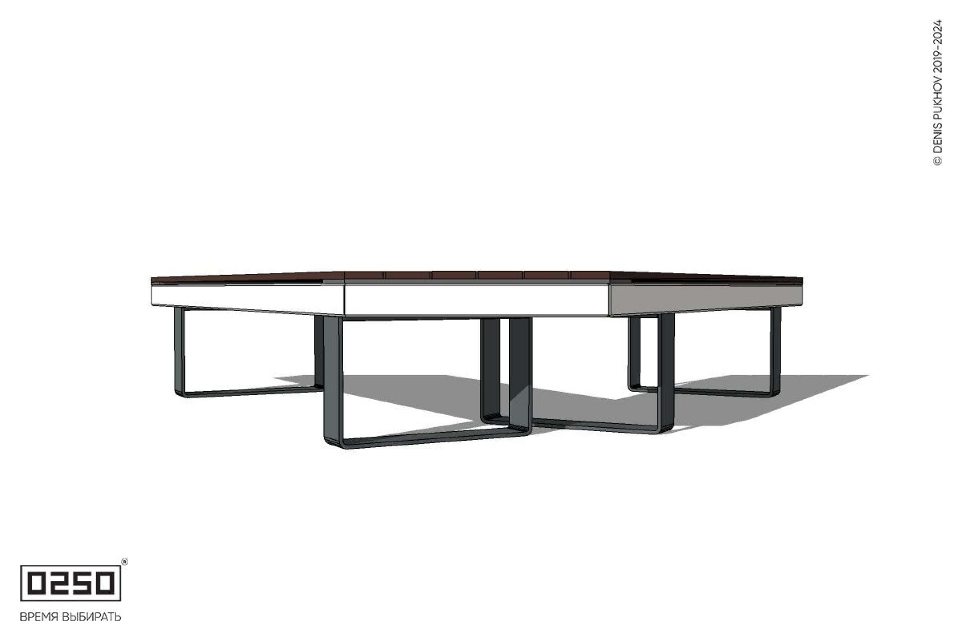 Уличная V-образная усеченная скамейка на ножках производство 0250, module