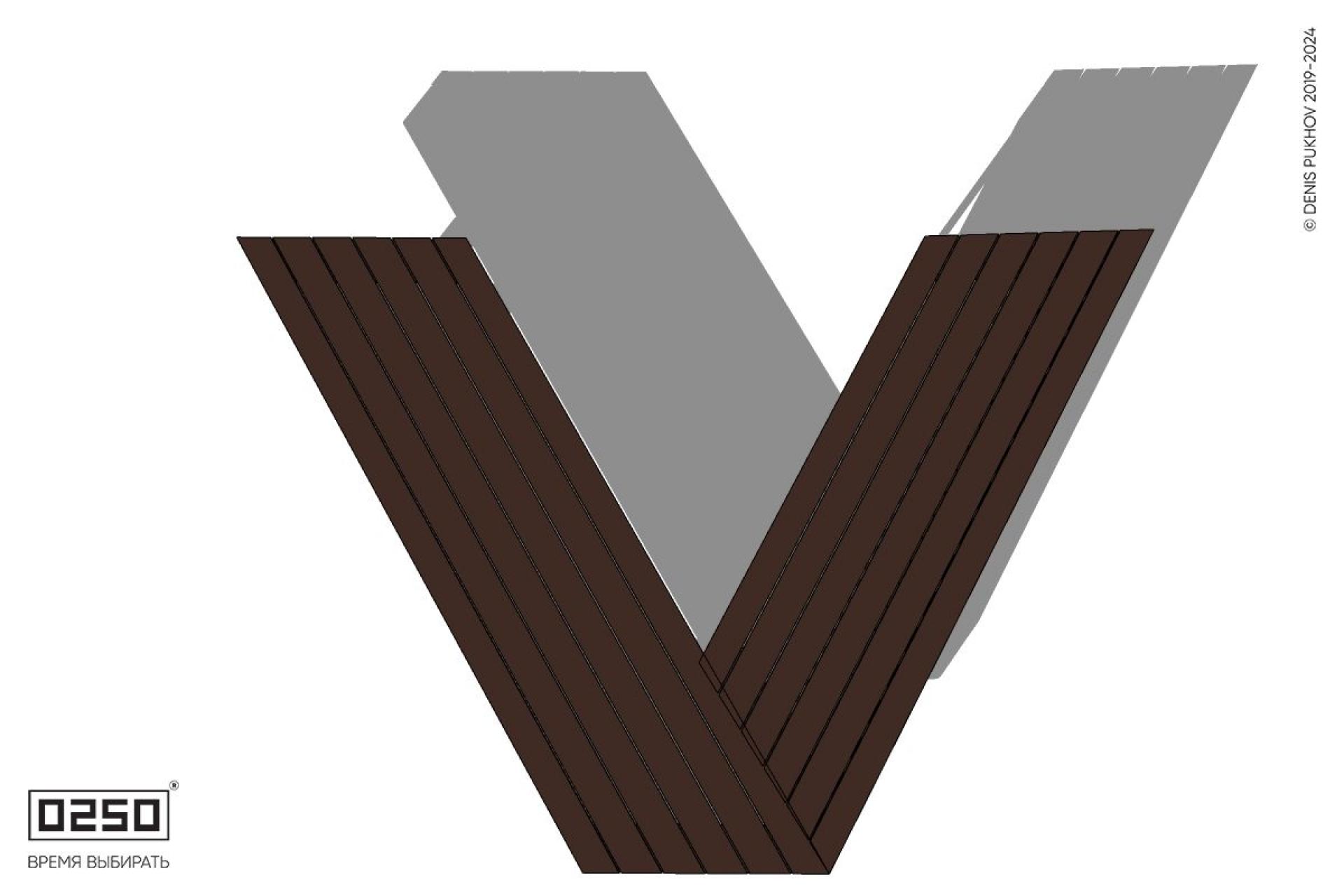 Уличная V-образная усеченная скамейка на ножках производство 0250