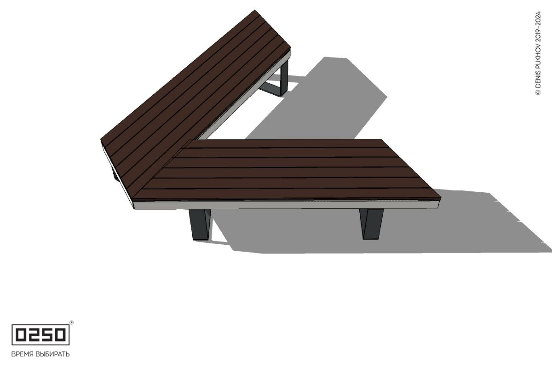 Уличная V-образная усеченная скамейка на ножках производство 0250