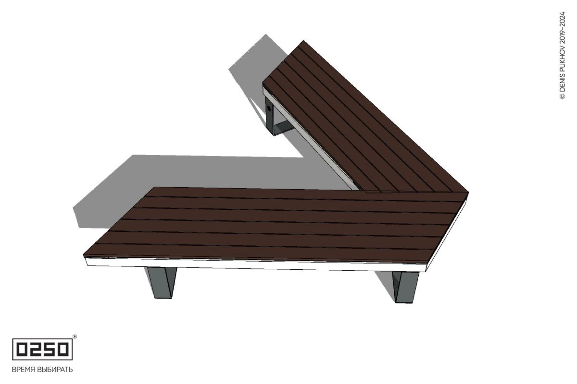 Уличная V-образная усеченная скамейка на ножках производство 0250