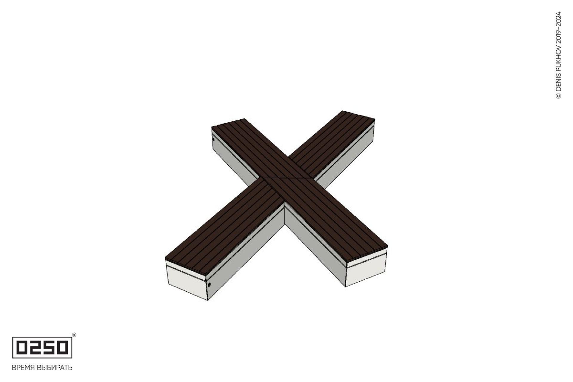 Уличная X-образная асимметричная скамейка на блоке производство 0250 Уличная X-образная асимметричная скамейка на блоке производство 0250