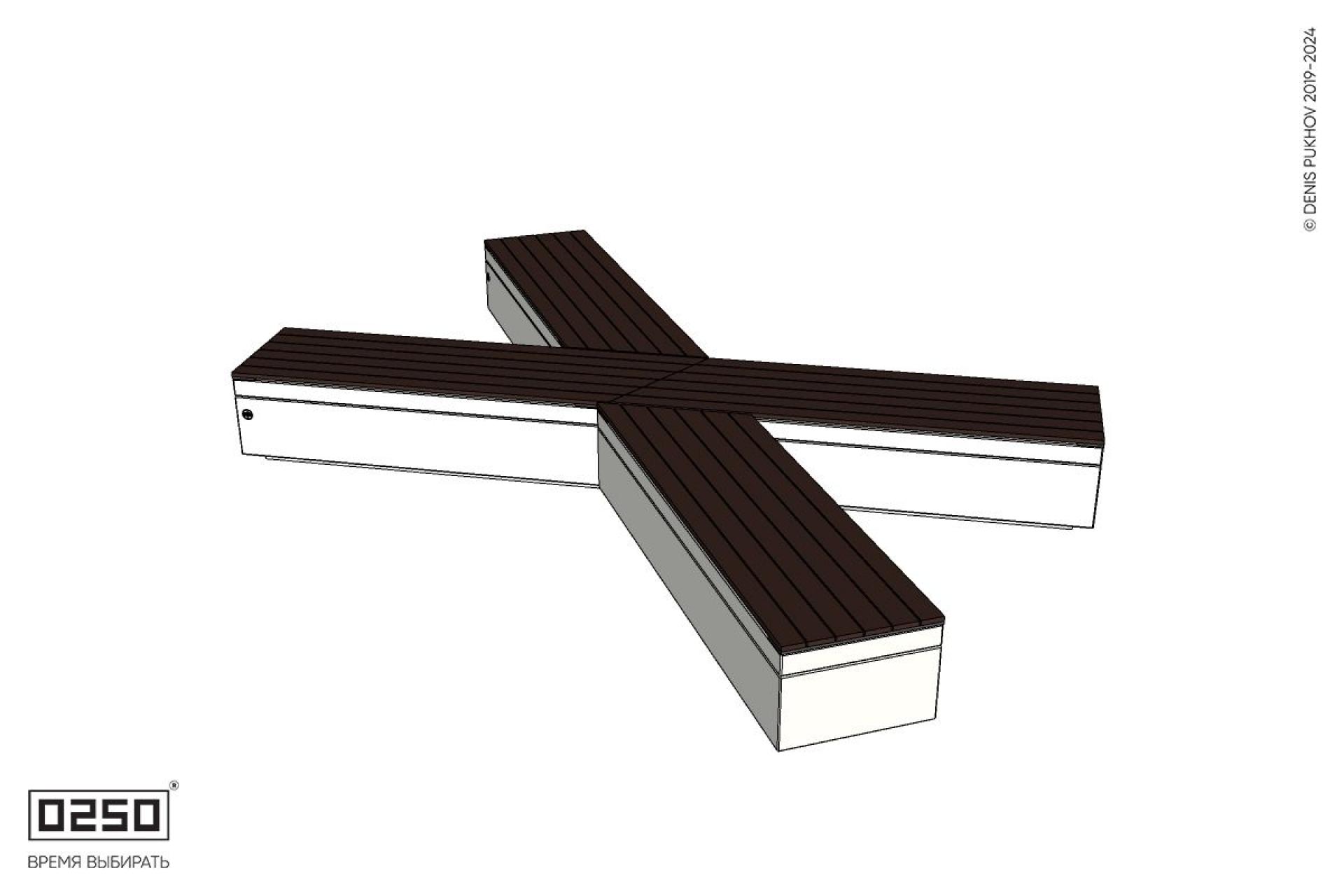 Уличная X-образная асимметричная скамейка на блоке производство 0250 Уличная X-образная асимметричная скамейка на блоке производство 0250