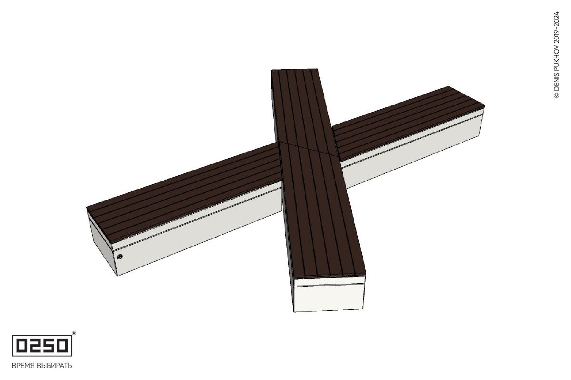 Уличная X-образная асимметричная скамейка на блоке производство 0250 Уличная X-образная асимметричная скамейка на блоке производство 0250