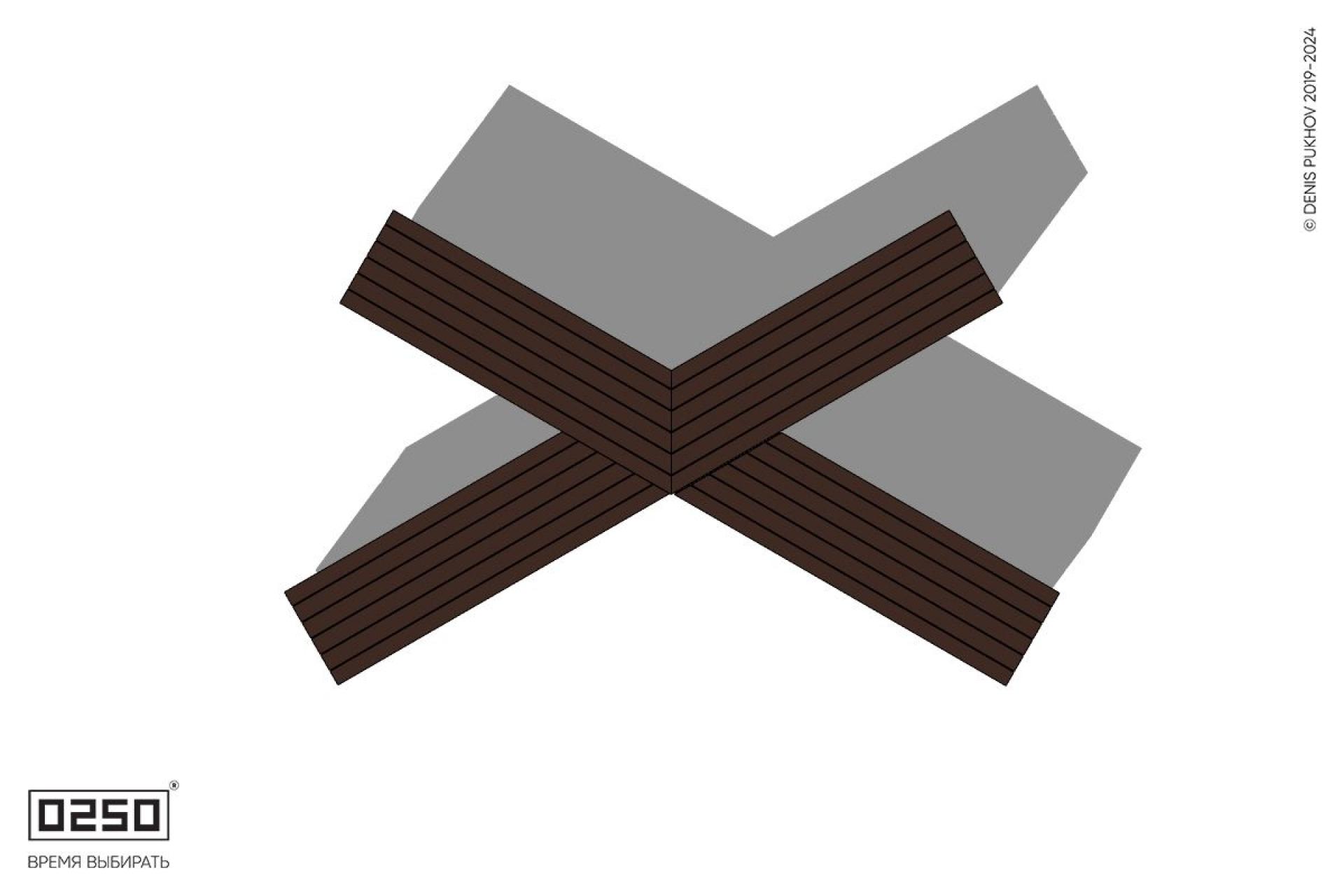 Уличная X-образная симметричная скамейка на блоке производство 0250, module