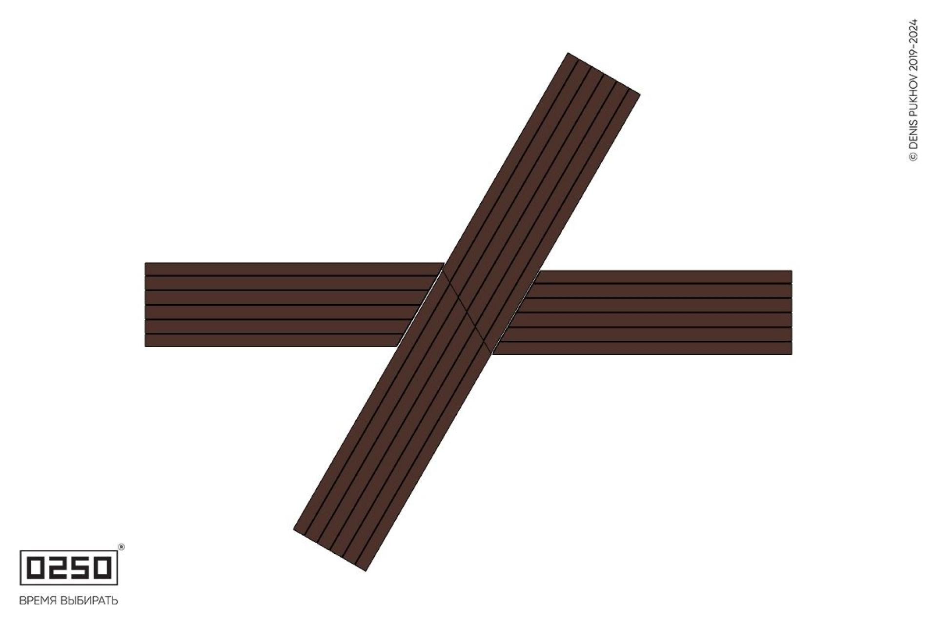 X-образная симметричная скамейка на ножках Уличная X-образная симметричная скамейка на ножках производство 0250, module