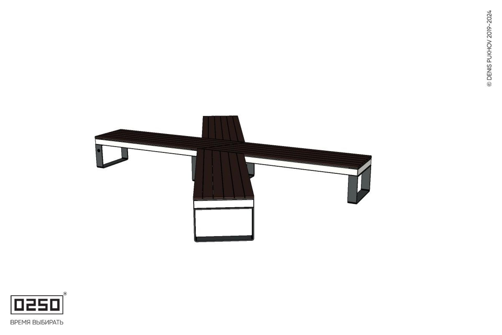 Уличная X-образная симметричная скамейка на ножках производство 0250 Уличная X-образная симметричная скамейка на ножках производство 0250