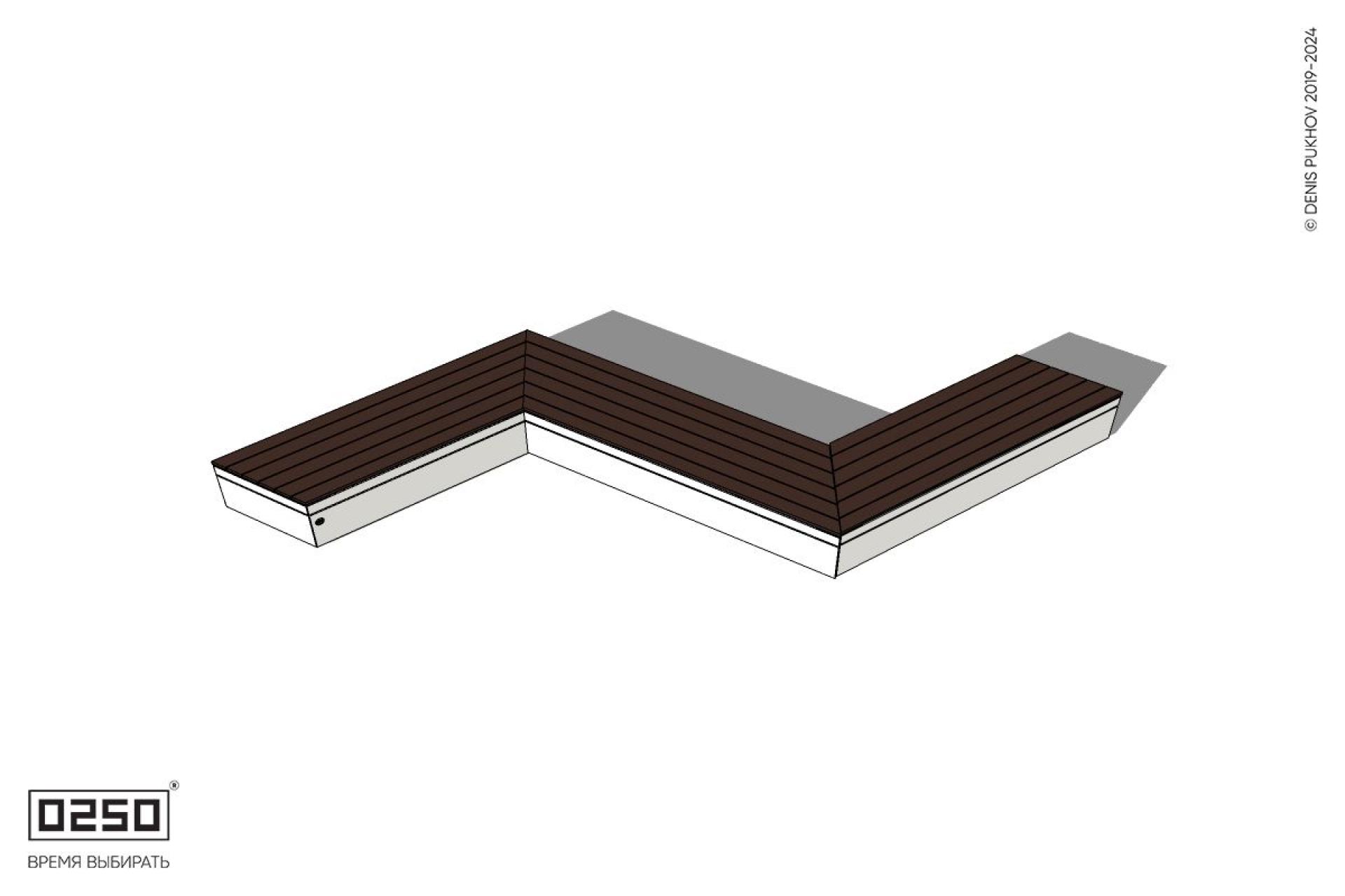 Уличная Z-образная трапецеидальная скамейка удлиненная на блоке производство 0250