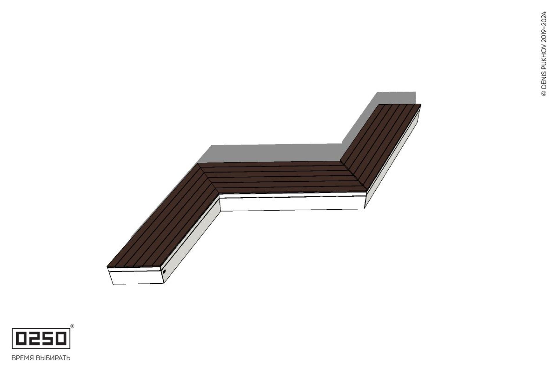 Уличная Z-образная трапецеидальная скамейка удлиненная на блоке производство 0250