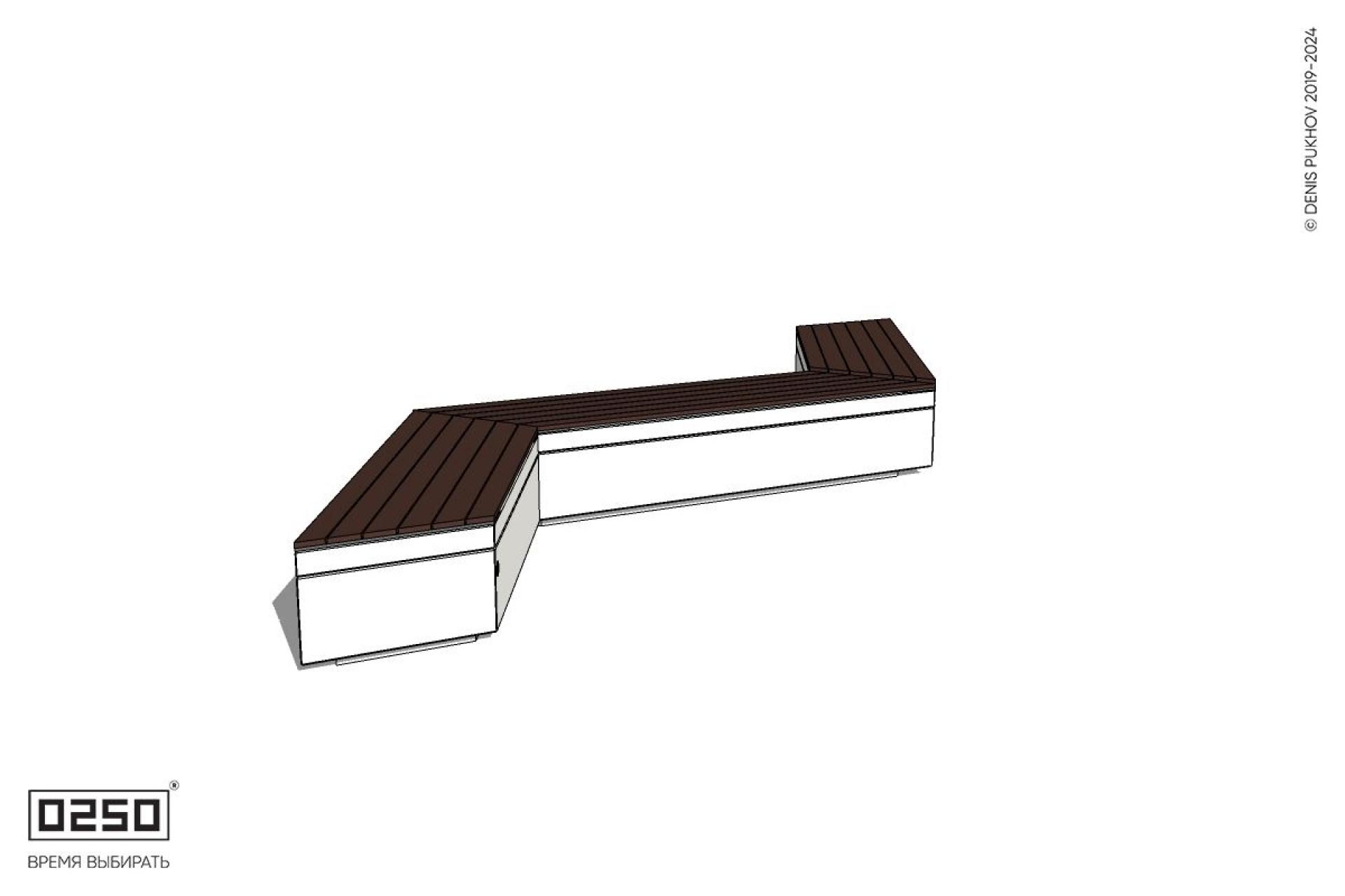 Уличная Z-образная трапецеидальная скамейка удлиненная на блоке производство 0250