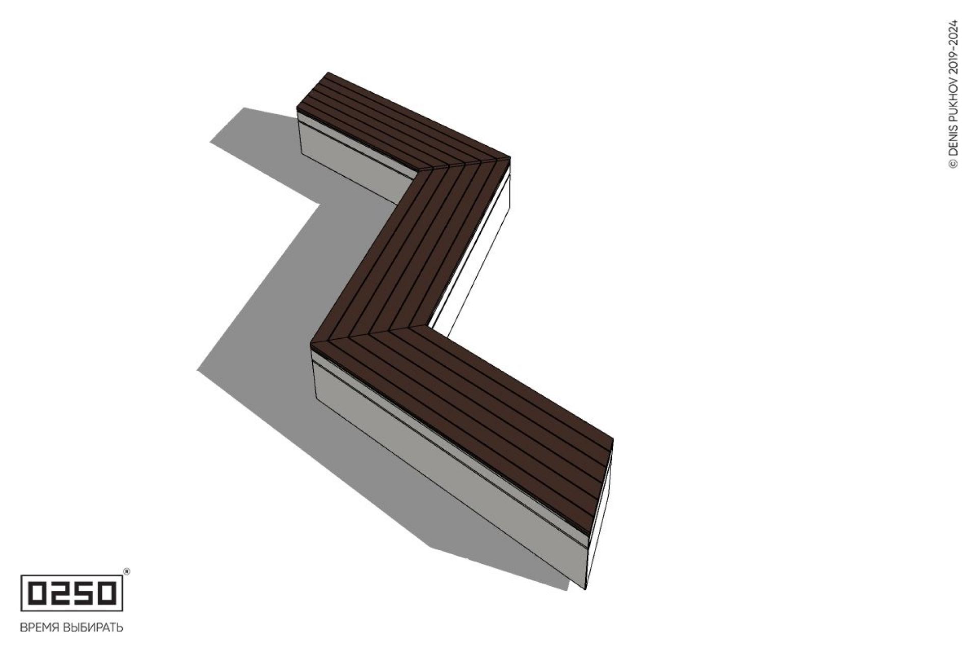Уличная Z-образная трапецеидальная скамейка удлиненная на блоке производство 0250