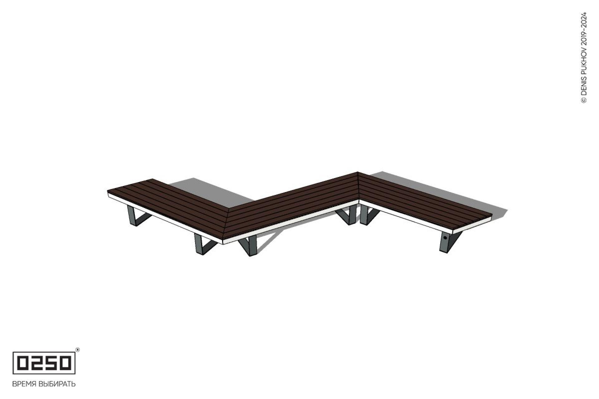 Уличная Z-образная трапецеидальная удлиненная скамейка на ножках производство 0250