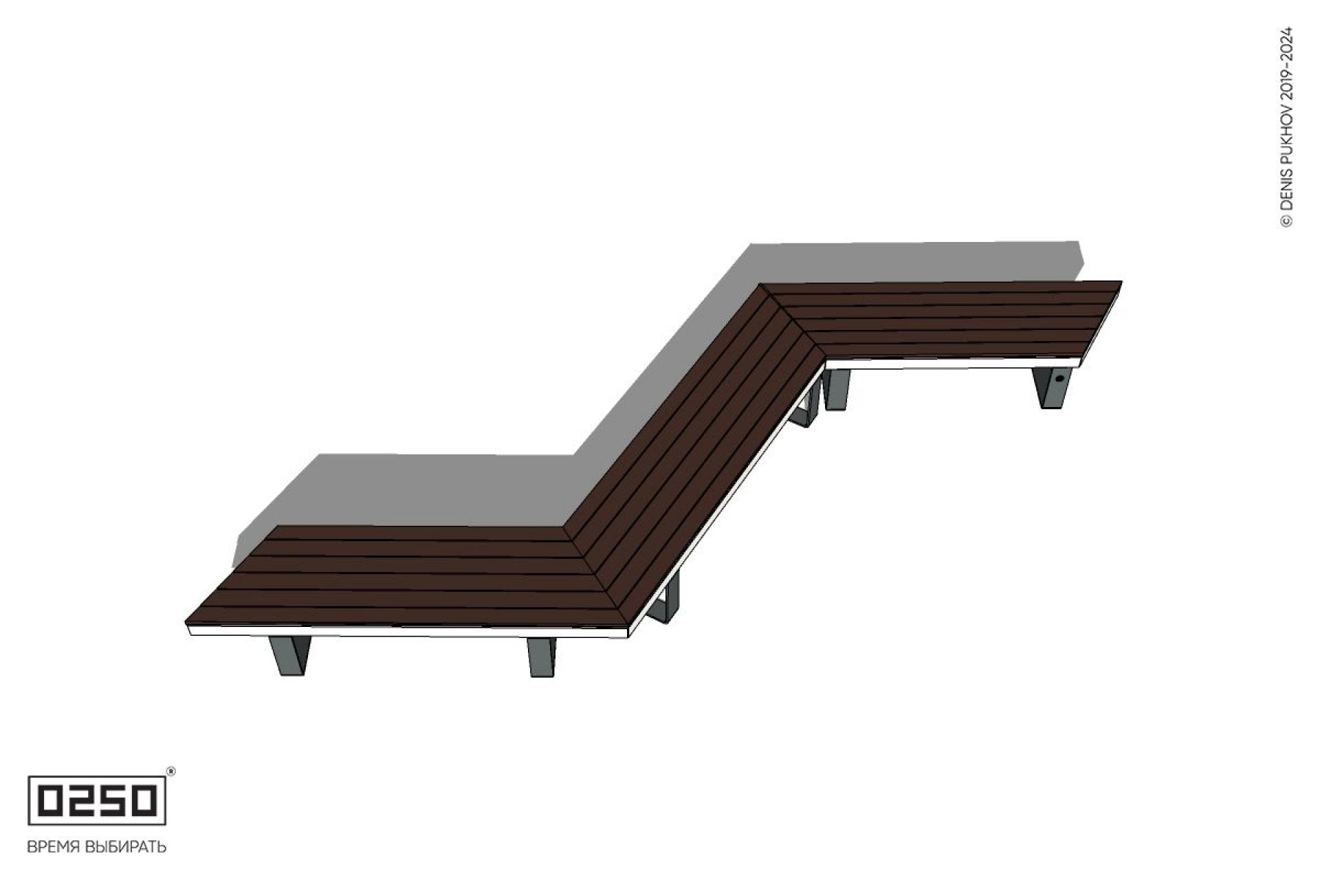 Уличная Z-образная трапецеидальная удлиненная скамейка на ножках производство 0250